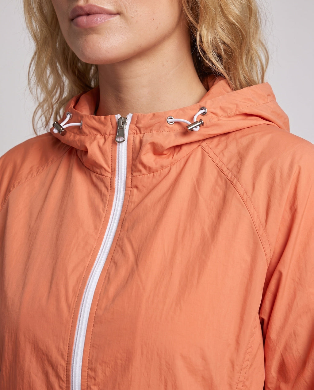 Women's Lightweight Softshell Jacket with Adjustable Hood - Close-Up Detail