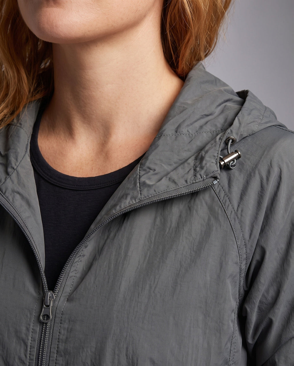 Women's Lightweight Transitional Jacket with Practical Pockets, Hood - Close-Up Detail