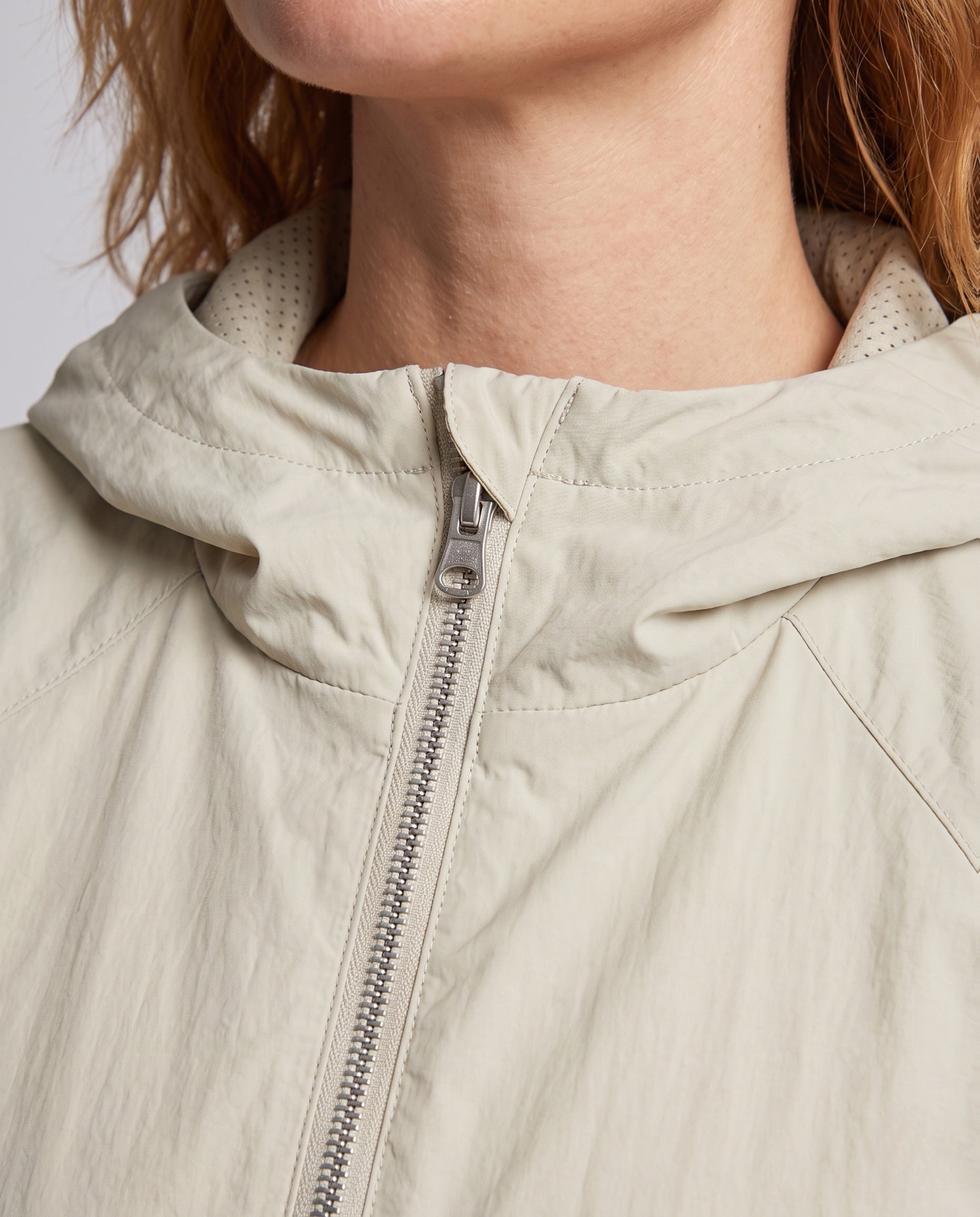 Women's Lightweight and Breathable Jacket with High Collar - Close-Up Detail