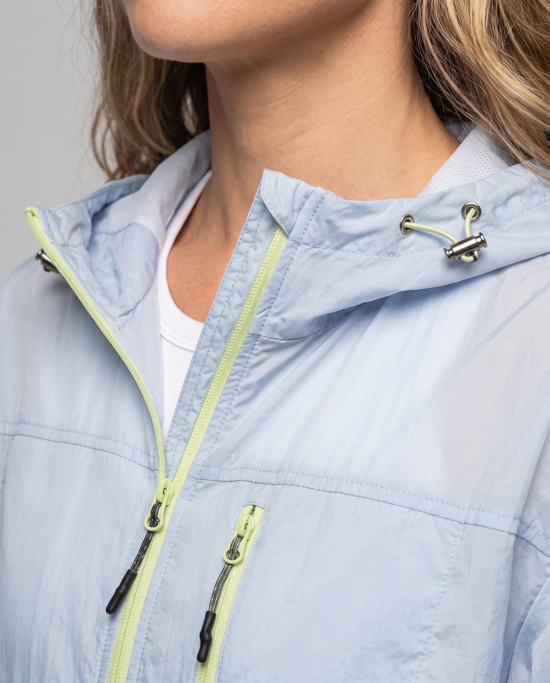 Women's Lightweight and Breathable Windbreaker Jacket - Close-Up Detail