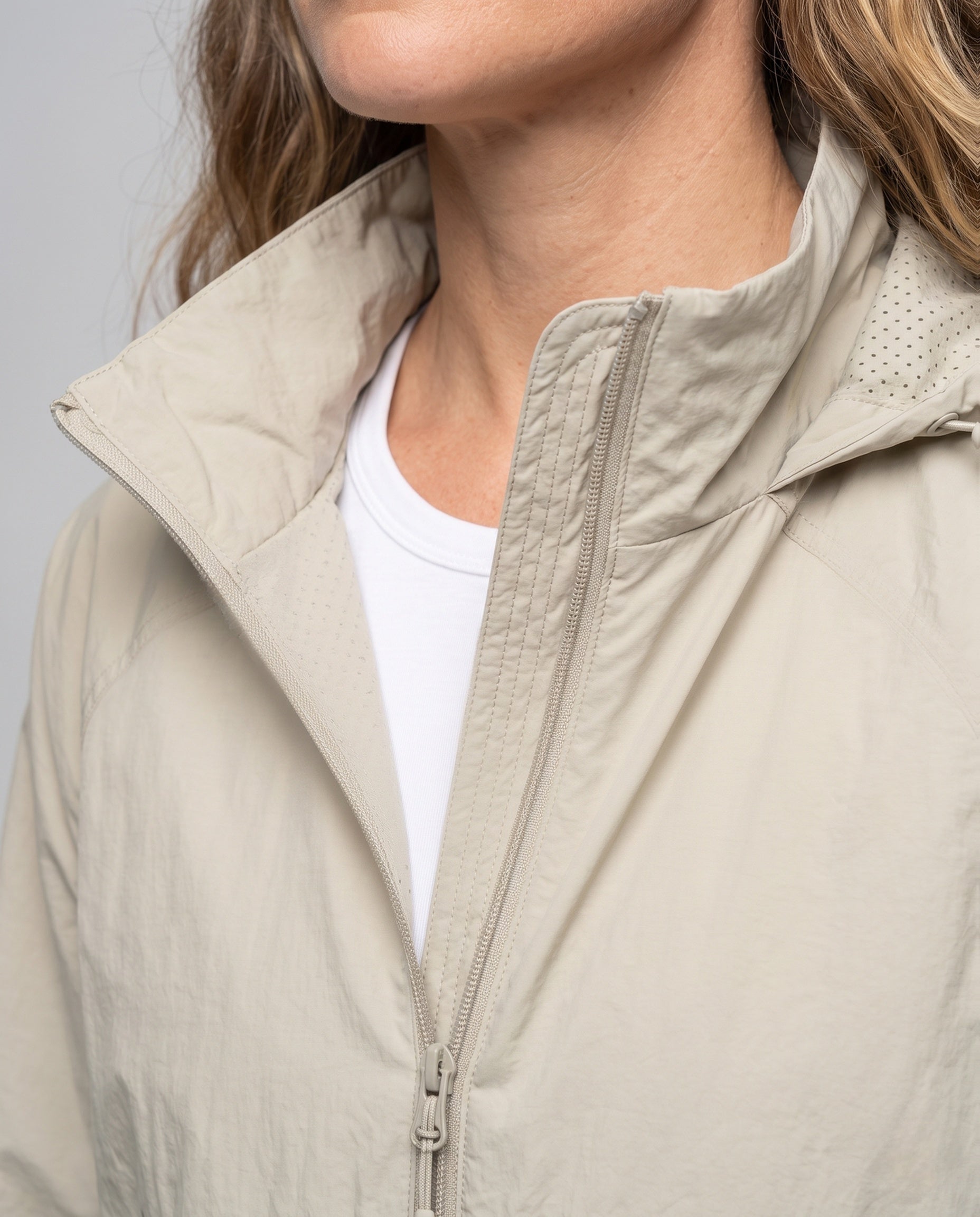 Women's Lightweight and Breathable Windbreaker Jacket - Close-Up Detail