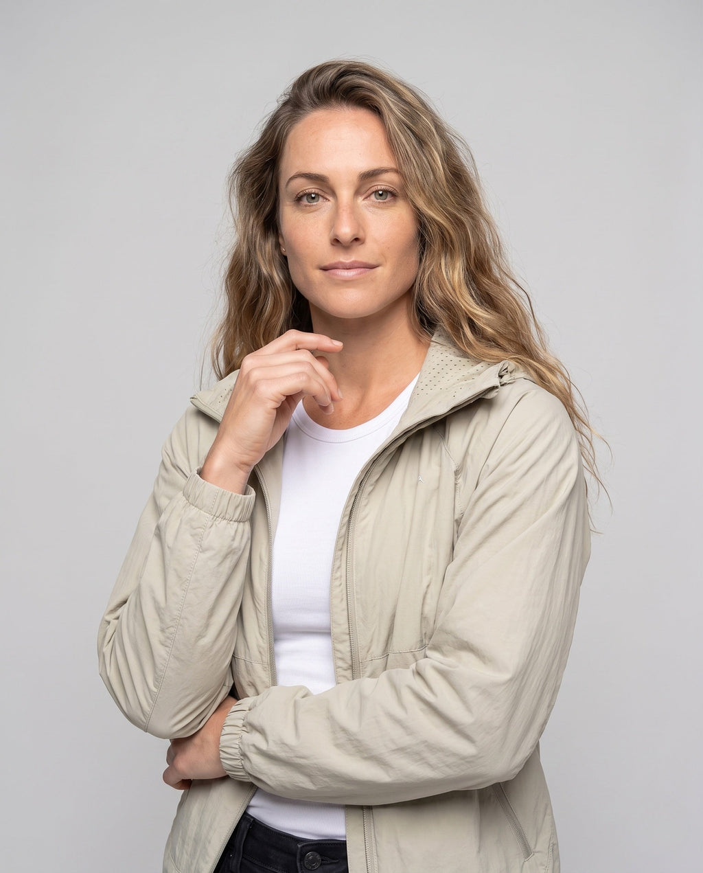 Women's Lightweight and Breathable Windbreaker Jacket - Upper Body View