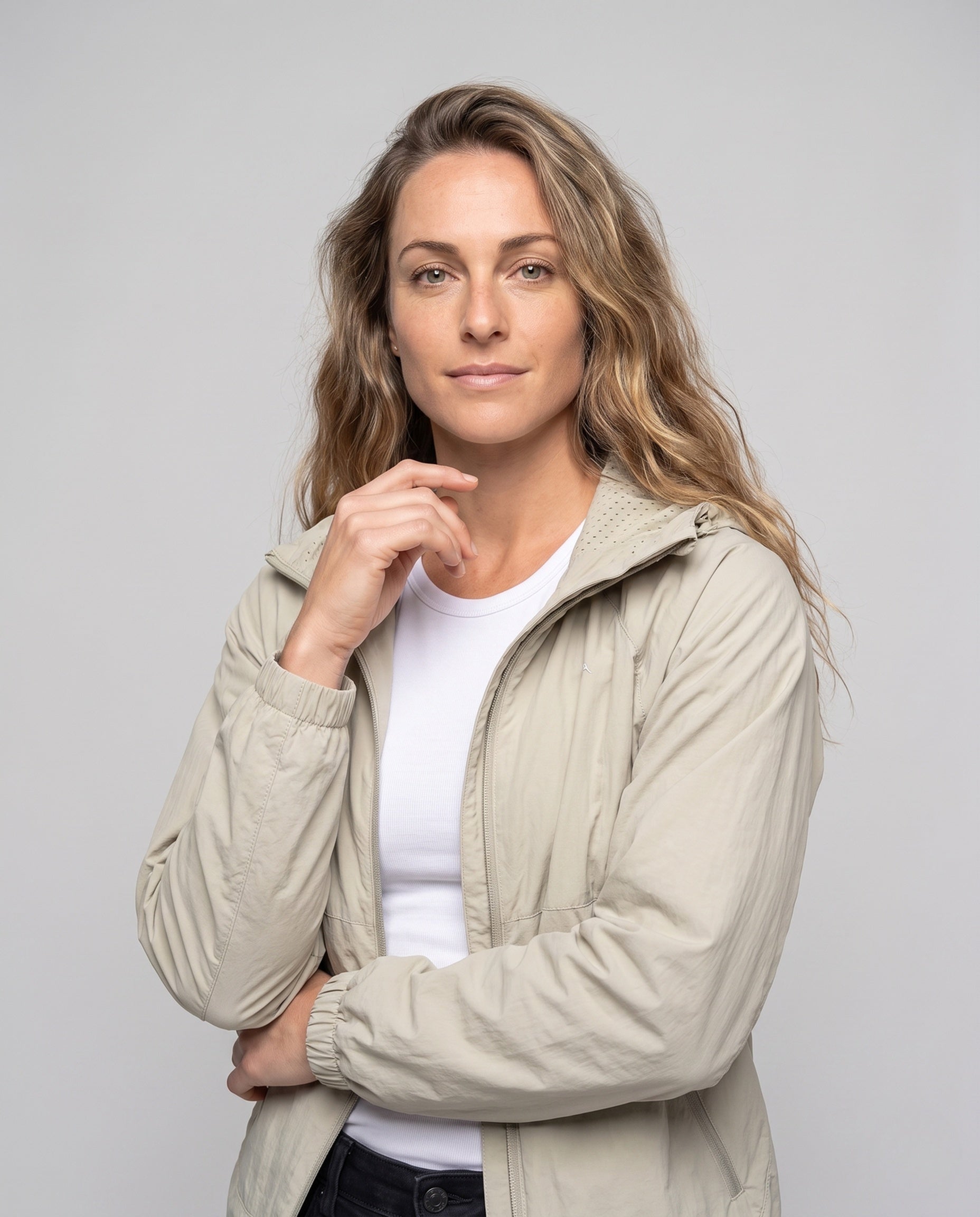 Women's Lightweight and Breathable Windbreaker Jacket - Upper Body View