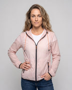 Women's Lightweight and Breathable Windbreaker with Adjustable Hood - Upper Body View