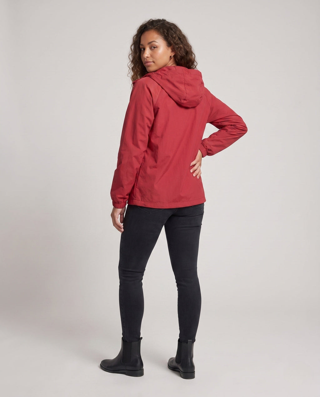Women's Lightweight Windbreaker Jacket with Adjustable Waistband - Back View