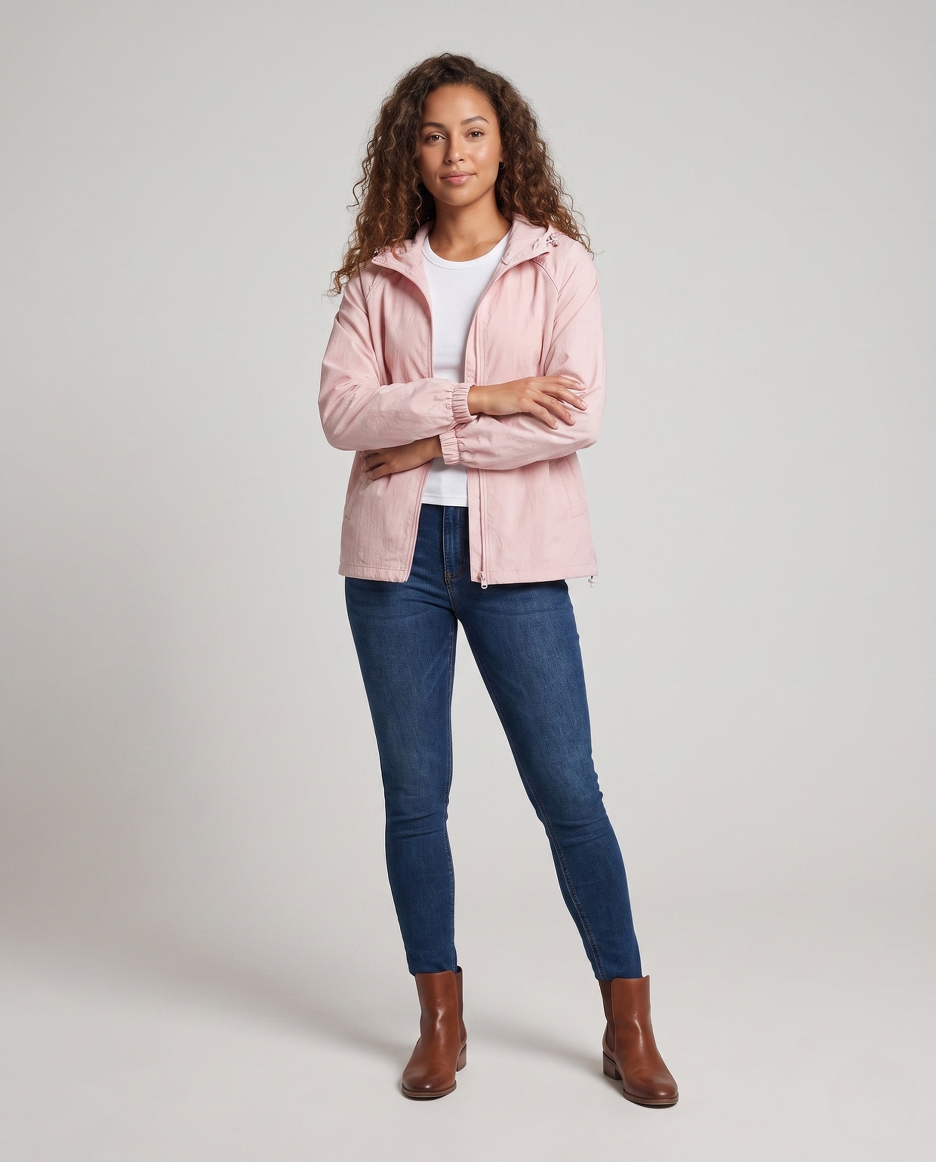 Women's Lightweight Windbreaker with Breathable Design - Front View
