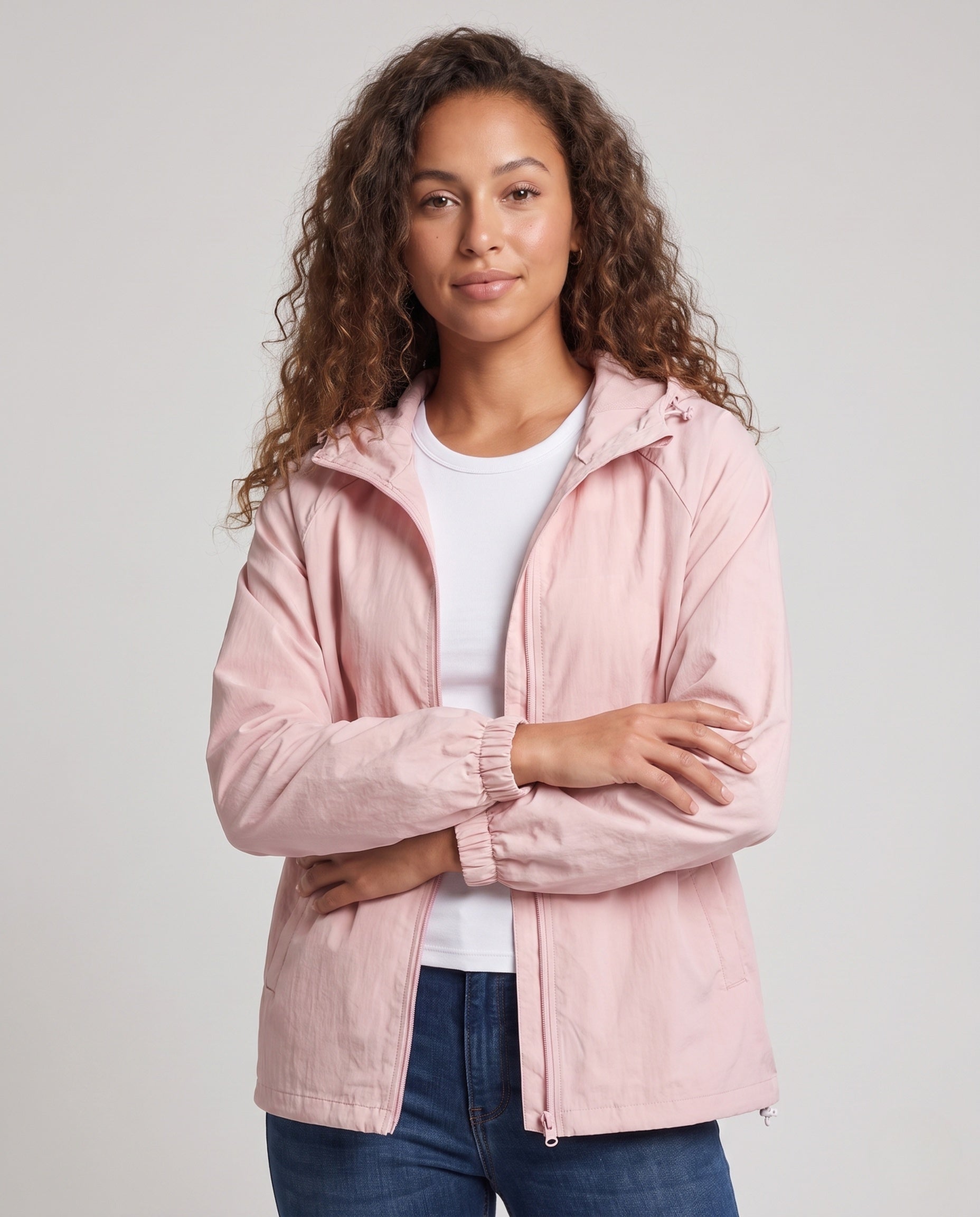 Women's Lightweight Windbreaker with Breathable Design - Upper Body View