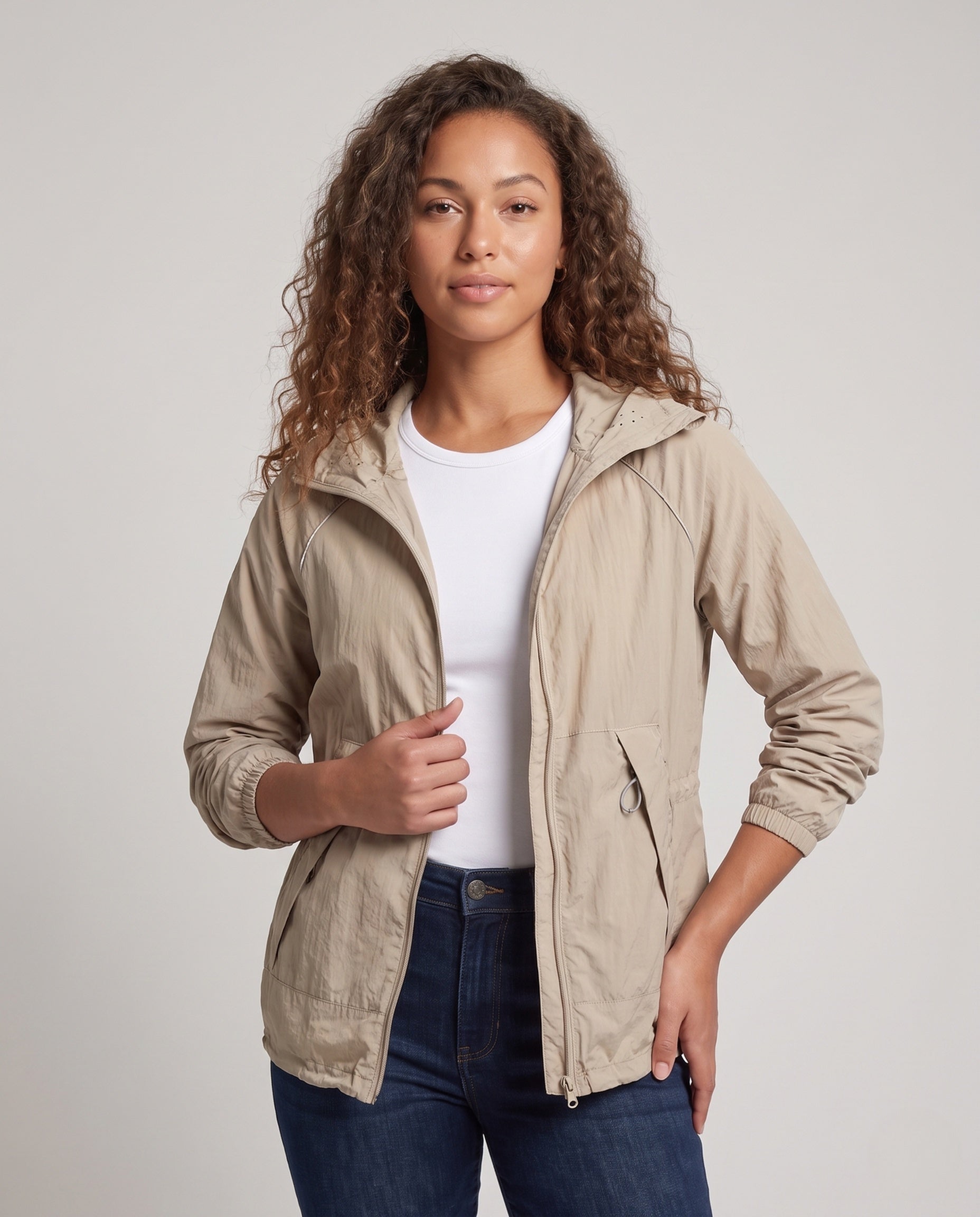 Women's Light Windbreaker - Upper Body View
