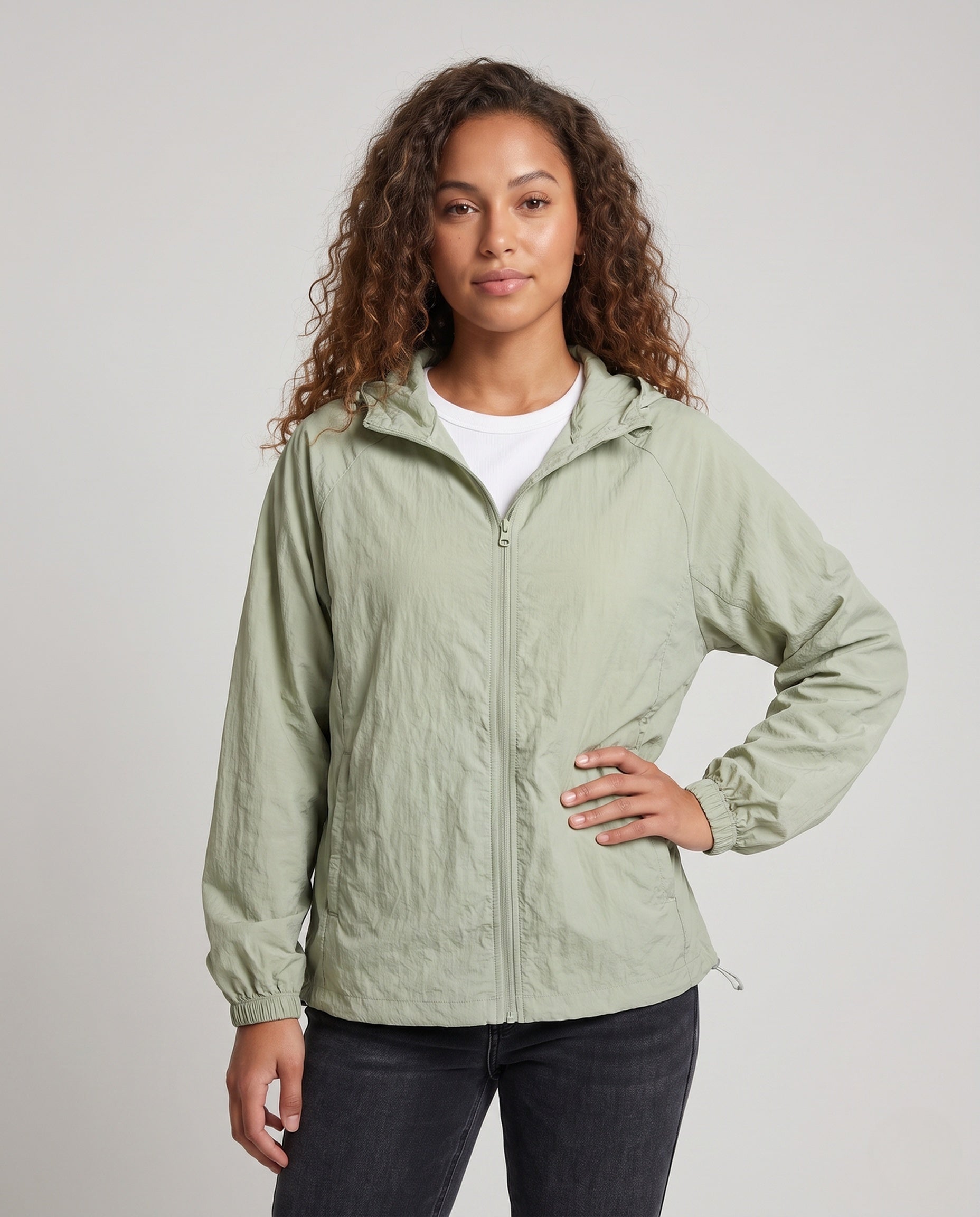 Women's Lightweight Windbreaker - Upper Body View