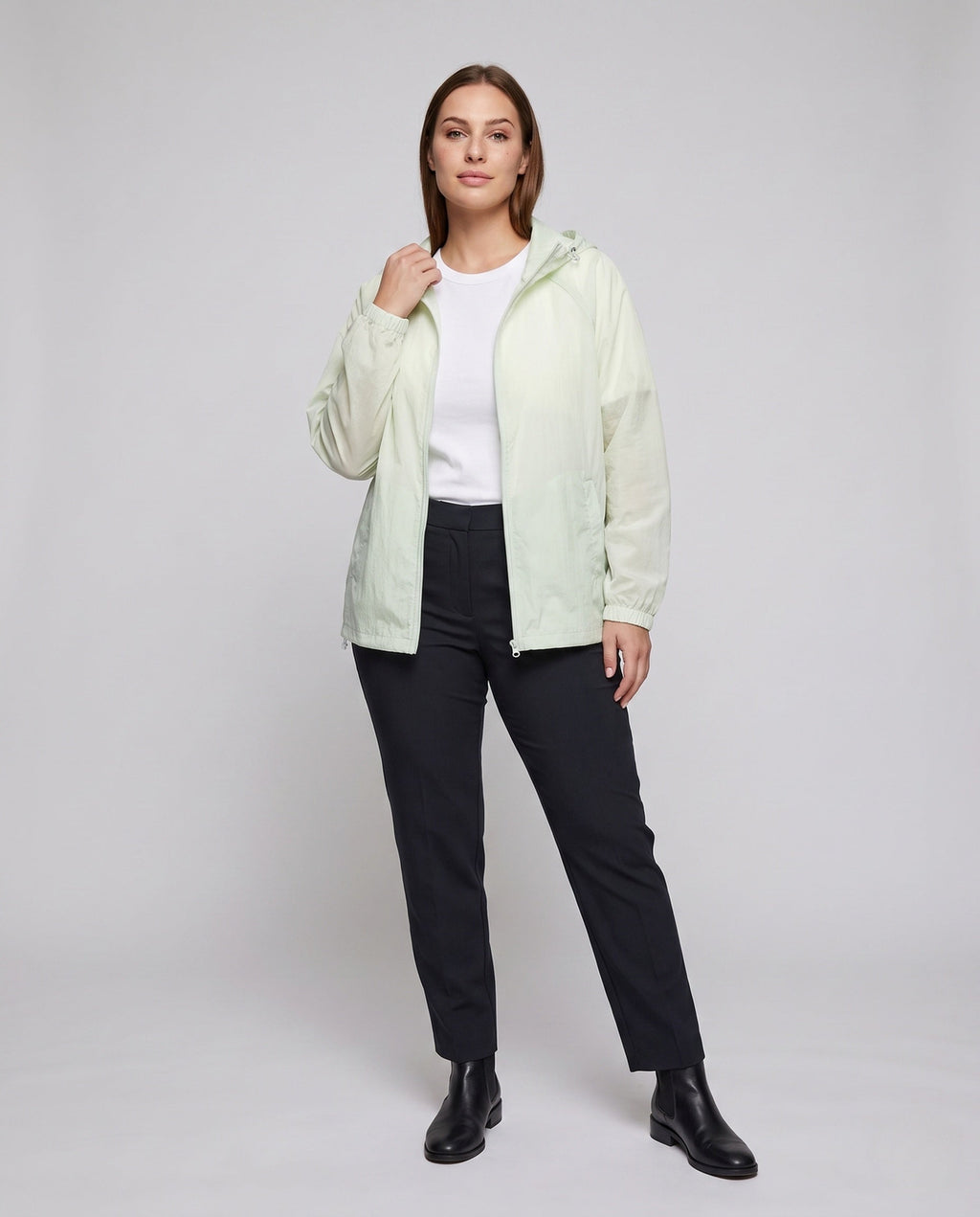 Women's Practical Outdoor Jacket with Adjustable Hood - Front View