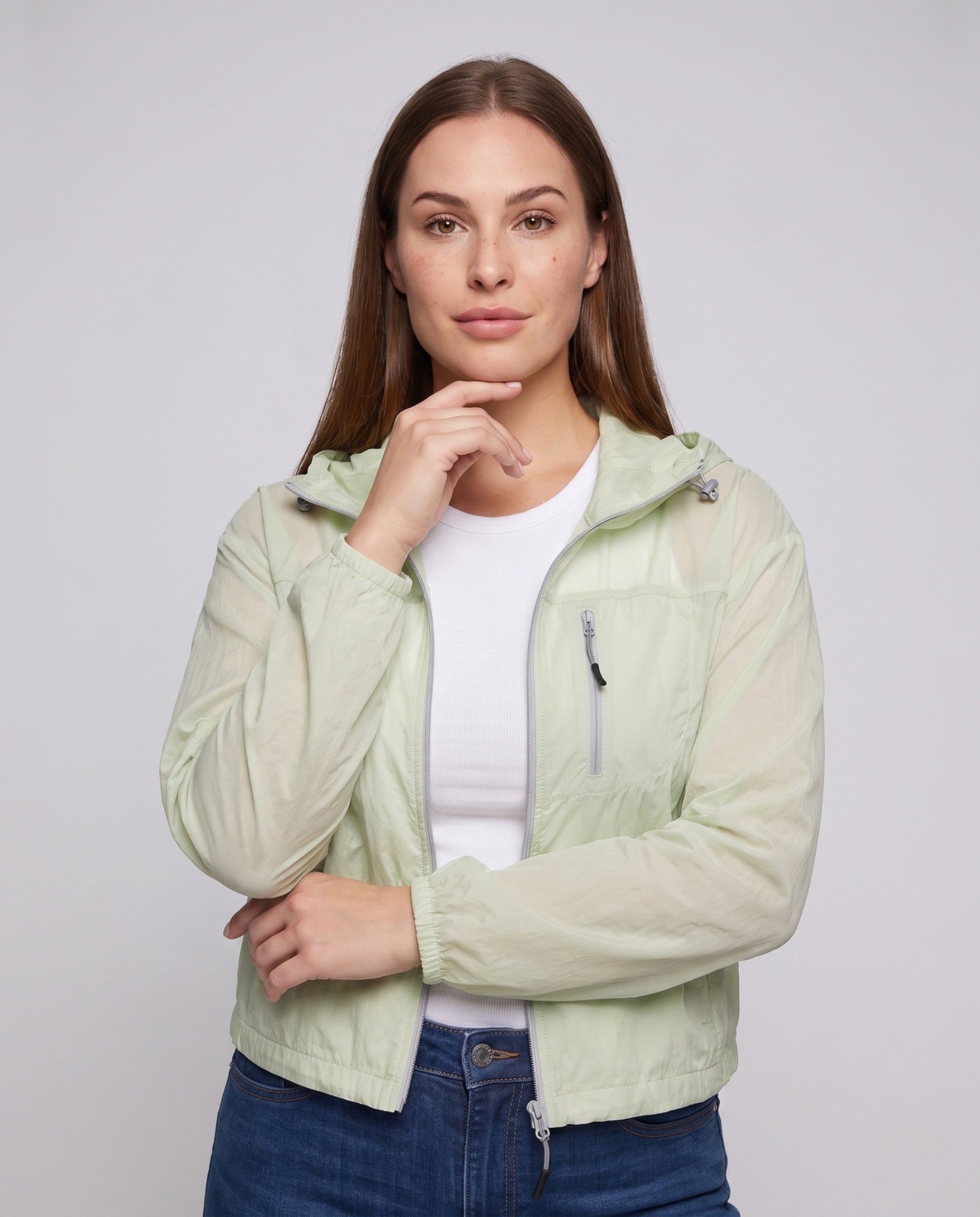 Women's Technical Leisure Jacket with Breathable Material - Upper Body View
