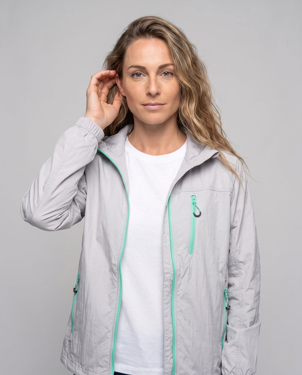 Women's Technical Windbreaker with UV Protection - Upper Body View