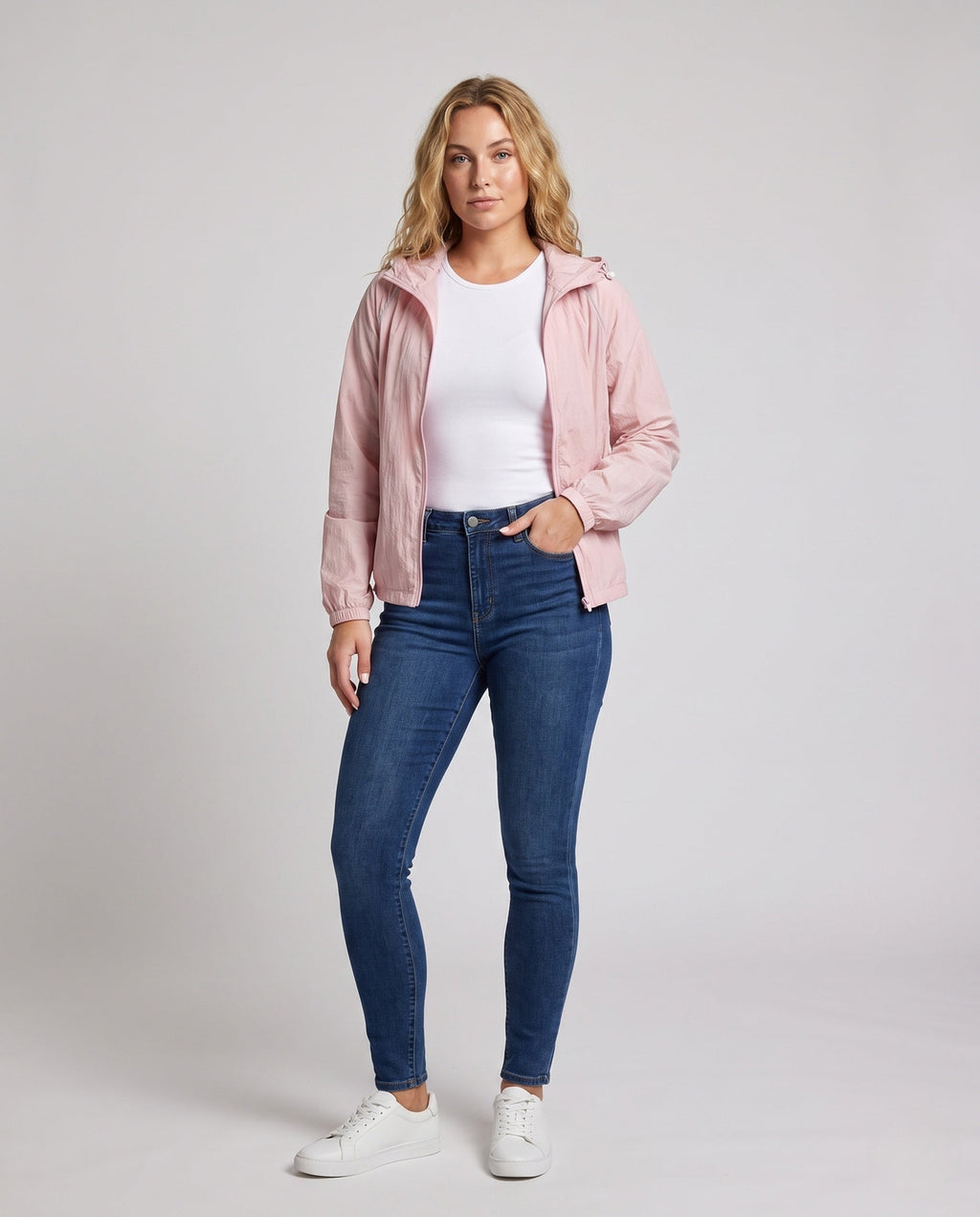 Women's UV Protection Jacket with Breathable Material, Adjustable Hood - Front View
