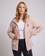 Women's Lightweight Windproof Hooded Jacket with Drawstring - Upper Body View