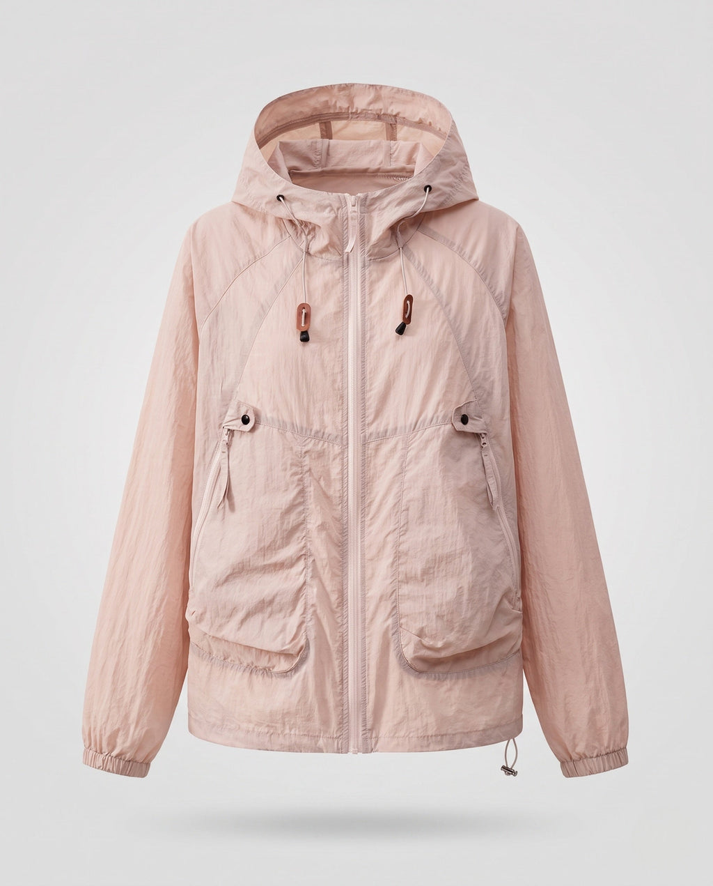 Women's Lightweight Windproof Hooded Jacket with Drawstring