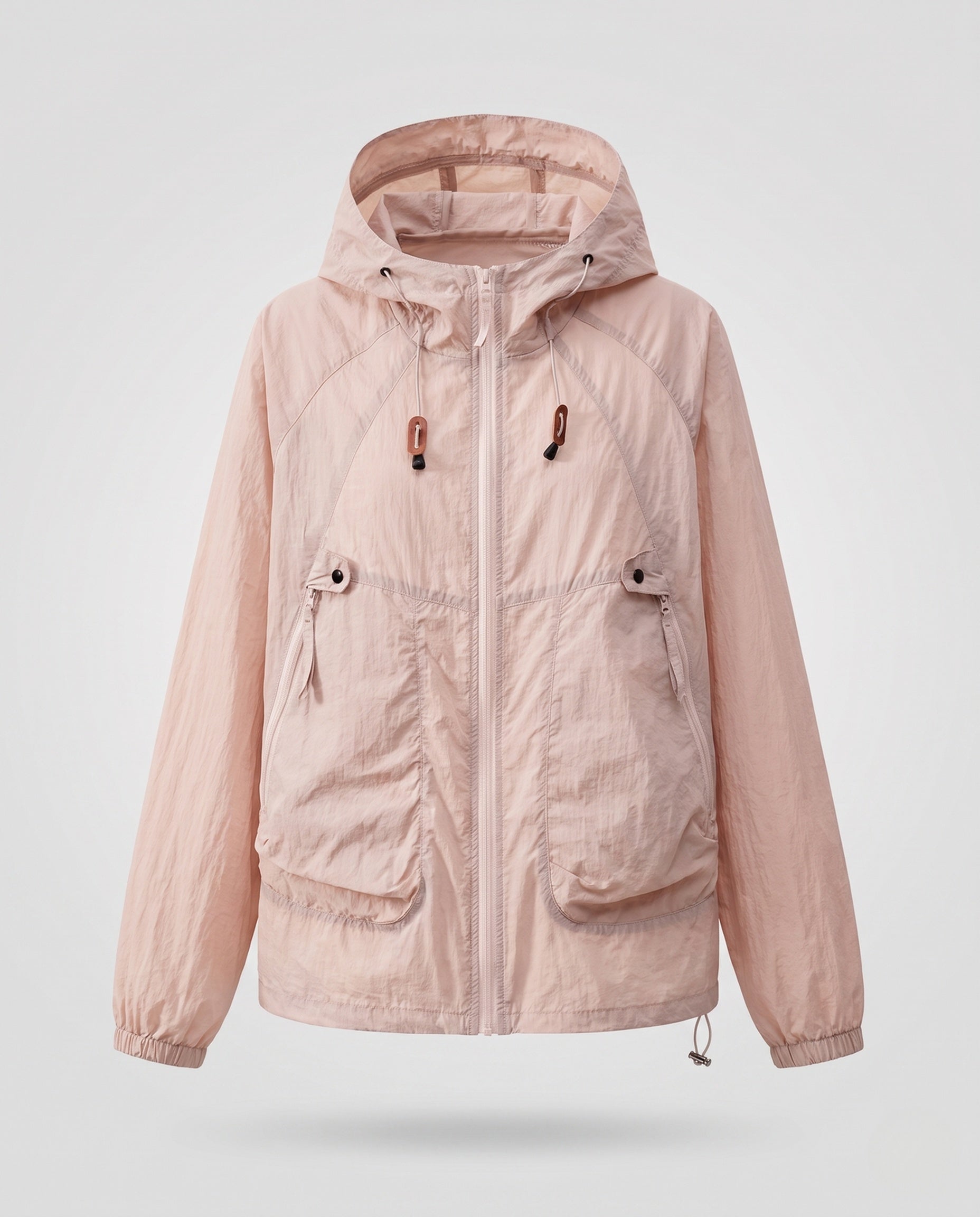 Women's Lightweight Windproof Hooded Jacket with Drawstring