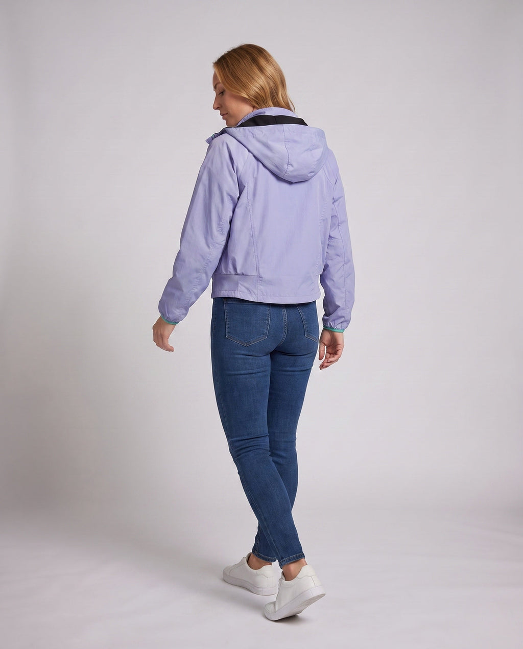 Women's Ultralight Hooded Outdoor Jacket, Packable with Two-Way Zipper - Back View