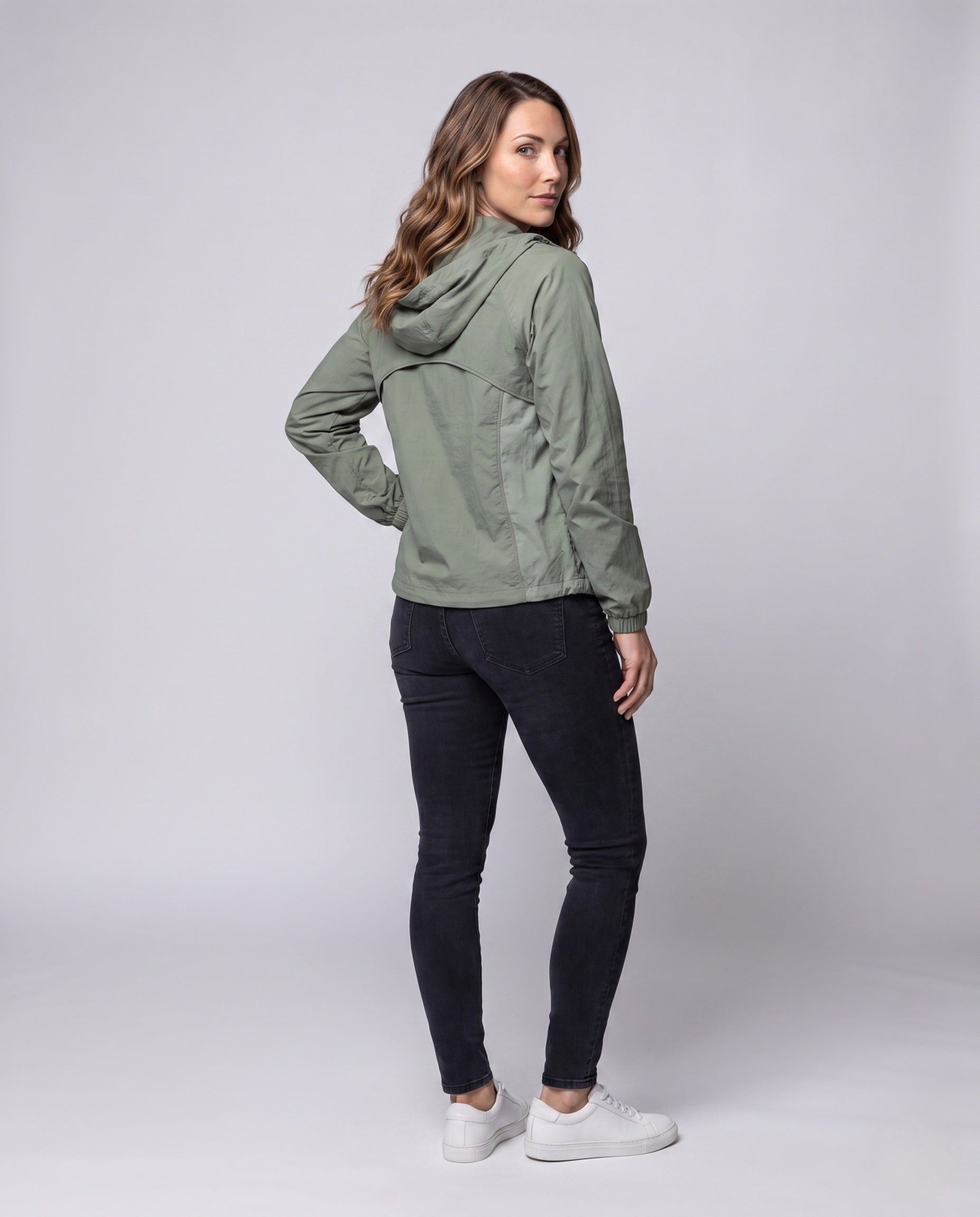 Unisex Lightweight Running and Wind Jacket with Hood - Back View
