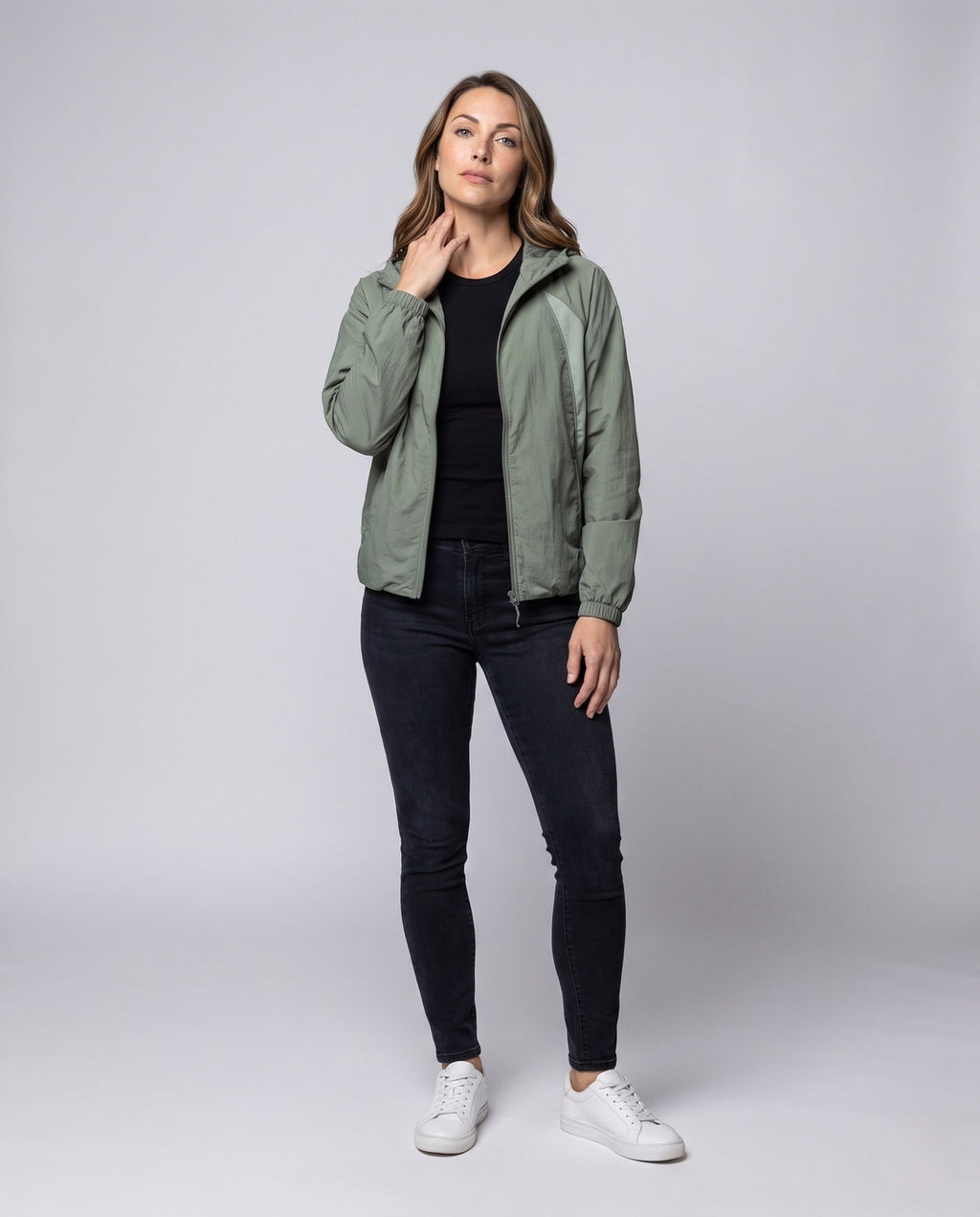 Unisex Lightweight Running and Wind Jacket with Hood - Front View