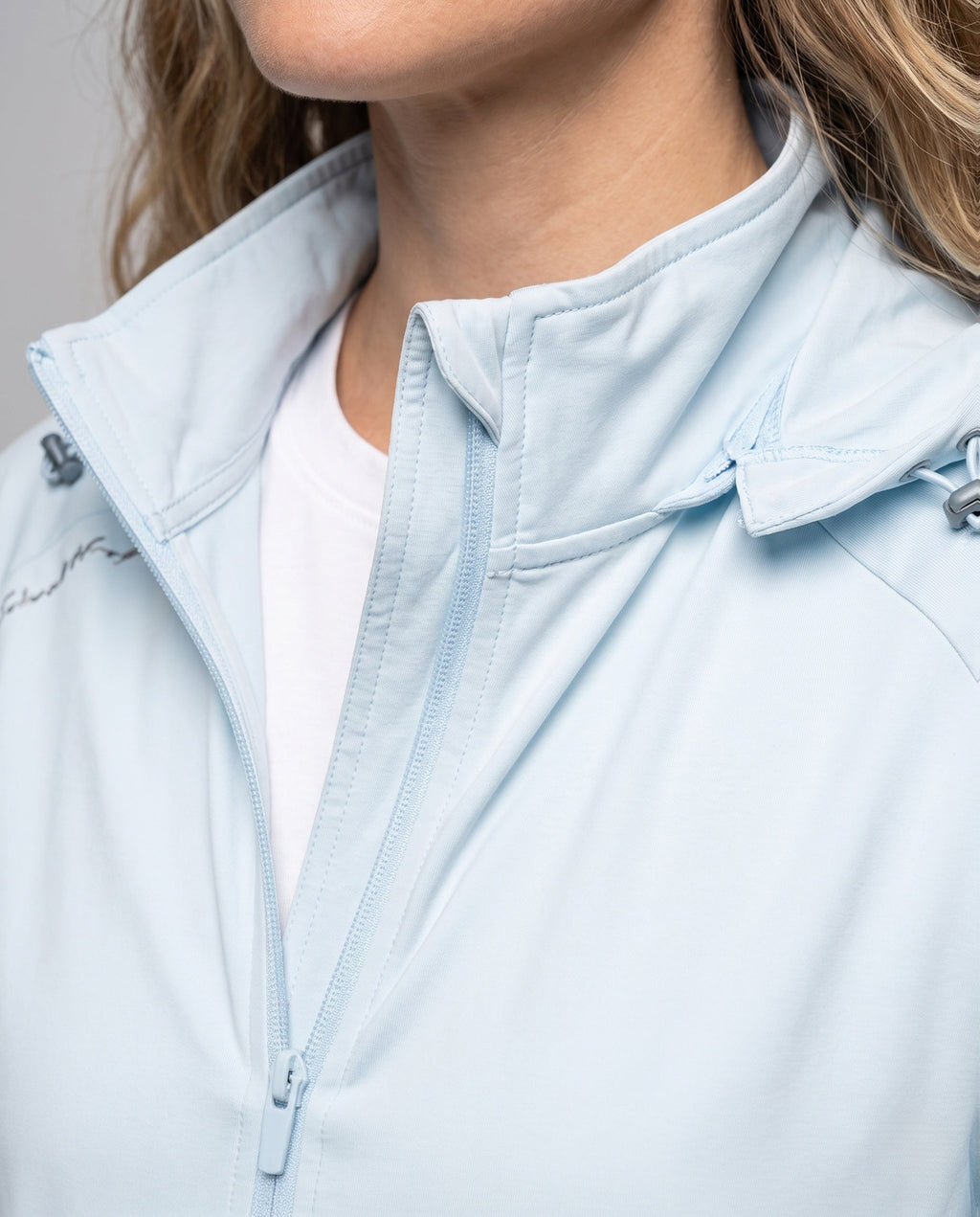 Unisex Lightweight UV Protection Hoodie Jacket with Full Zipper - Close-Up Detail