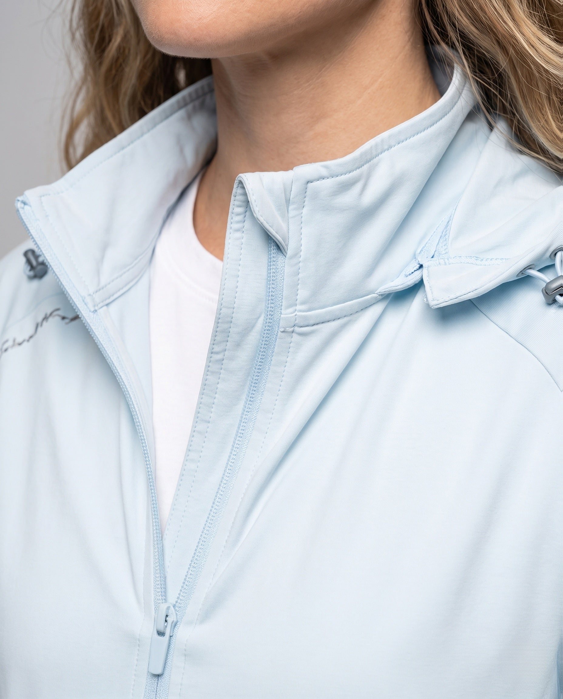 Unisex Lightweight UV Protection Hoodie Jacket with Full Zipper - Close-Up Detail