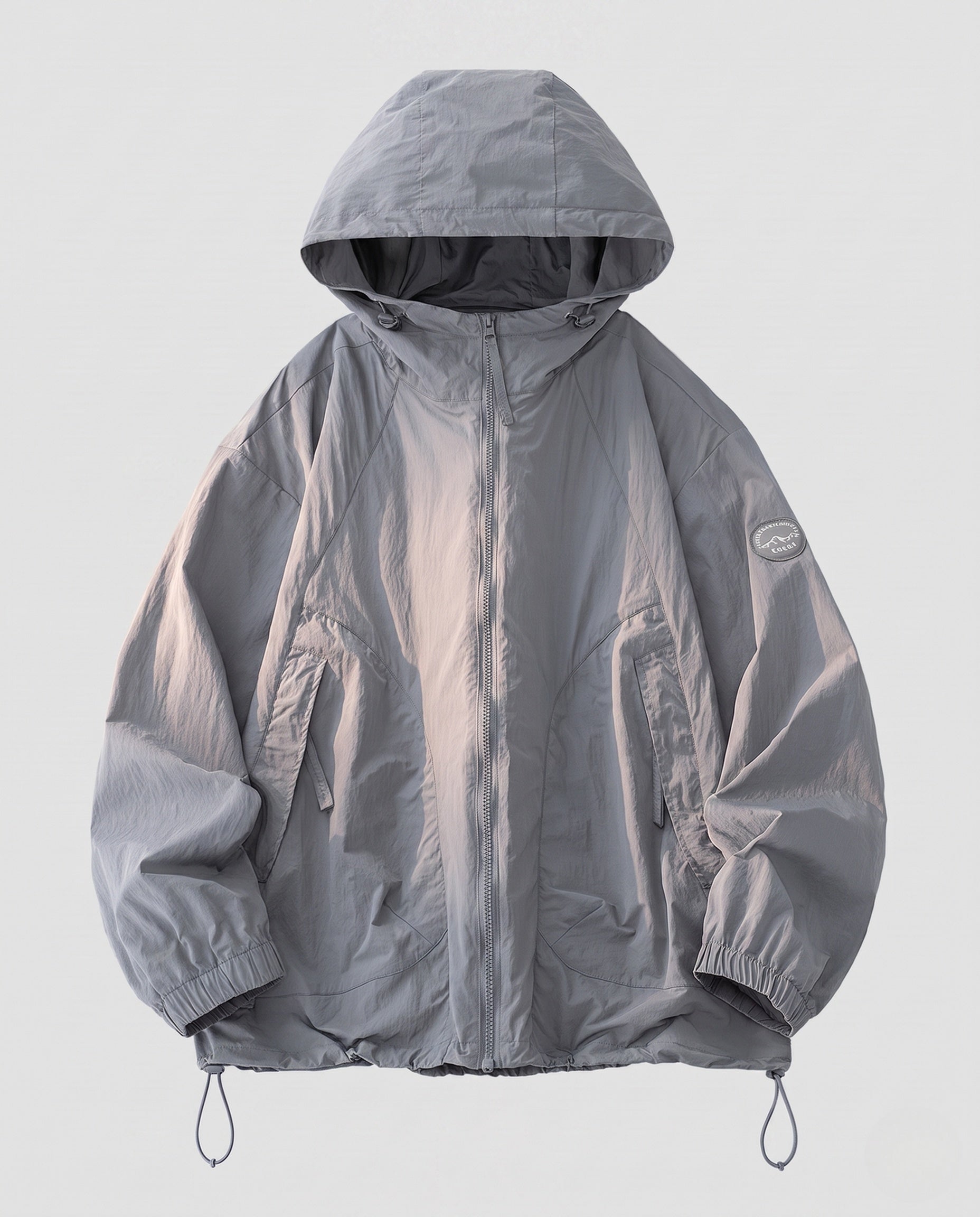 Unisex Lightweight Windproof Hooded Jacket in Oversized Cut
