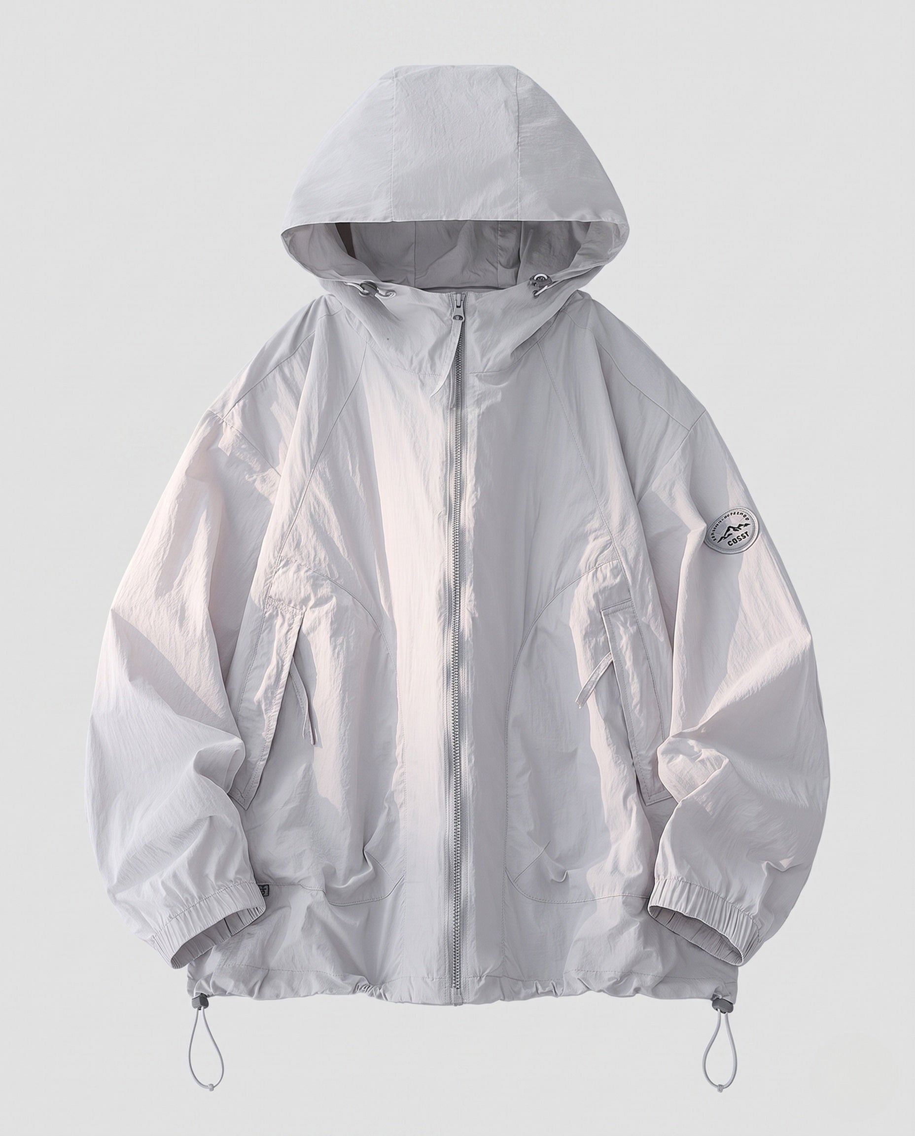 Unisex Lightweight Windproof Hooded Jacket in Oversized Cut