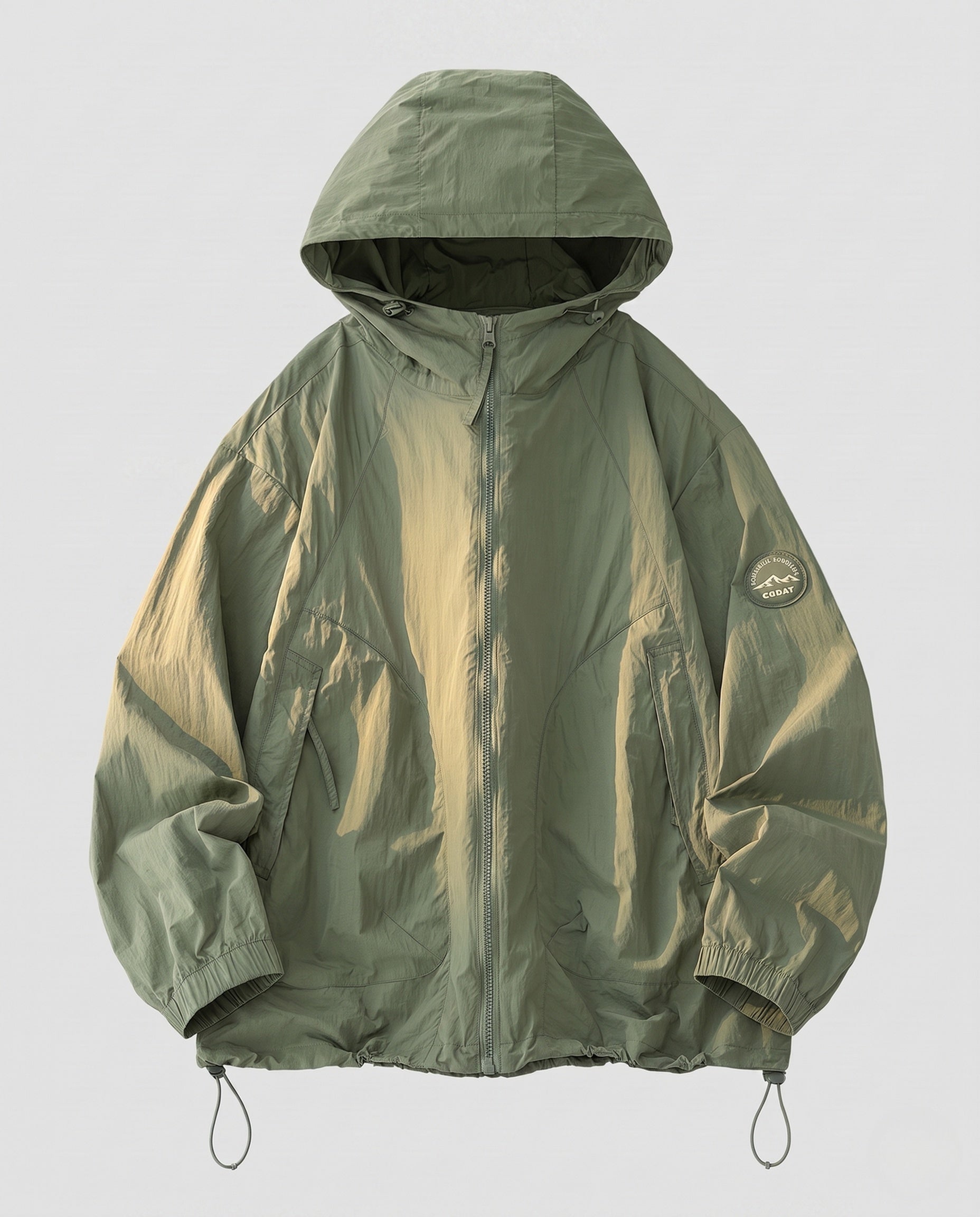 Unisex Lightweight Windproof Hooded Jacket in Oversized Cut