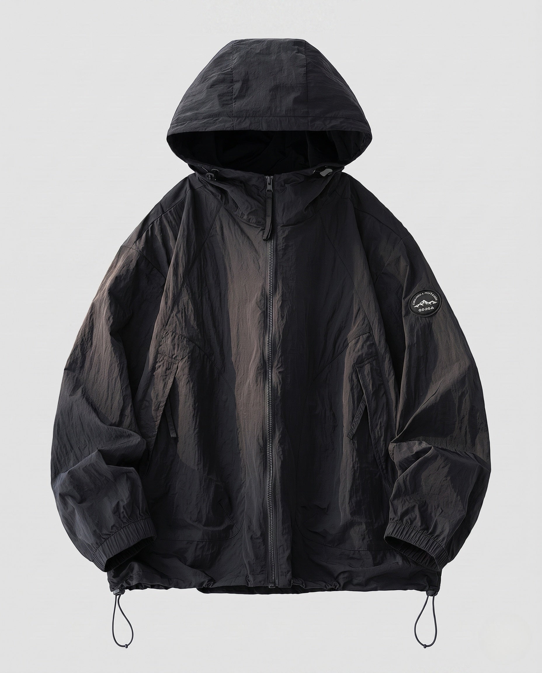 Unisex Lightweight Windproof Hooded Jacket in Oversized Cut