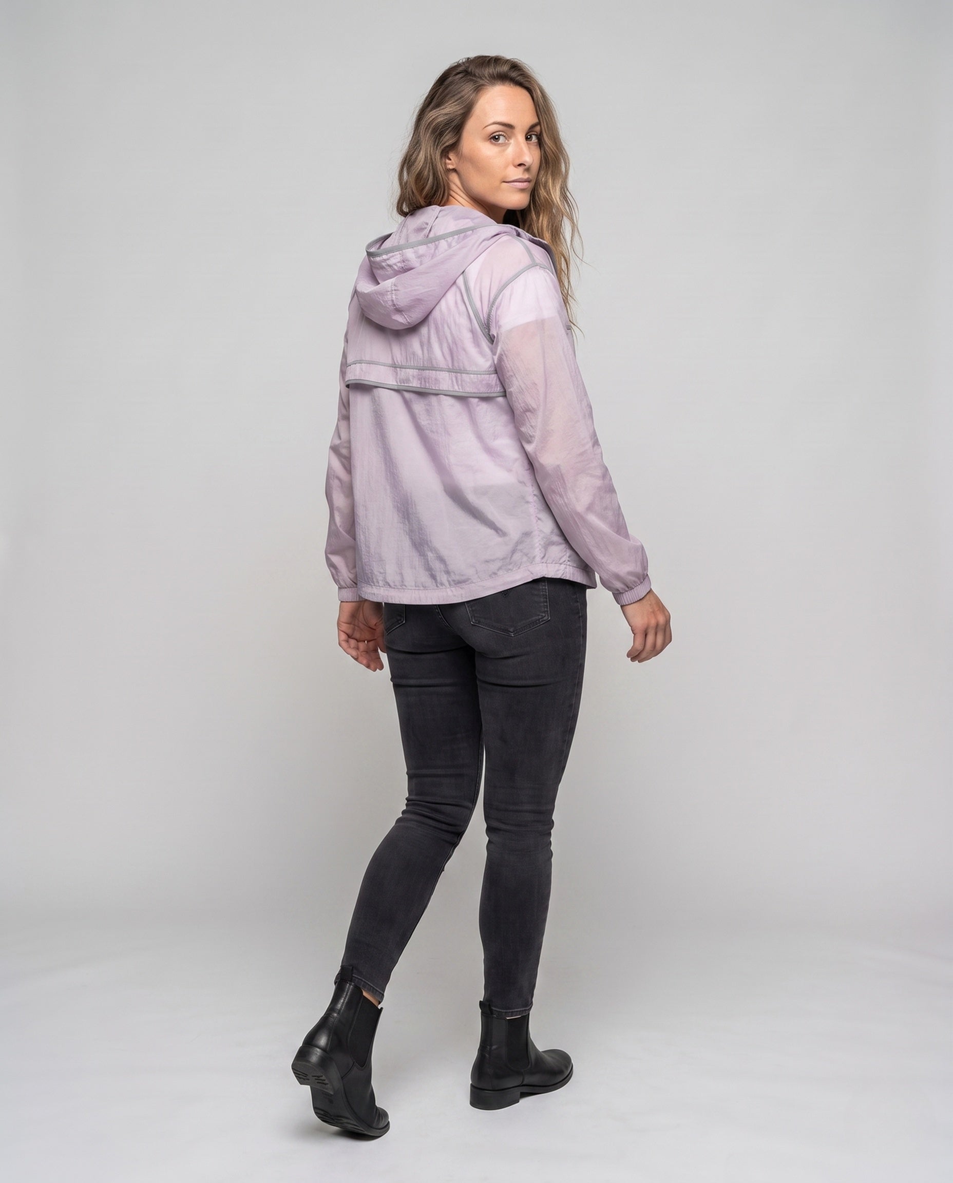 Unisex Minimalist All-Weather Outdoor Jacket with Hood - Back View