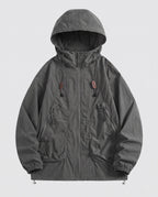Unisex Technical Packable Hooded Windbreaker with 2-Way Zipper