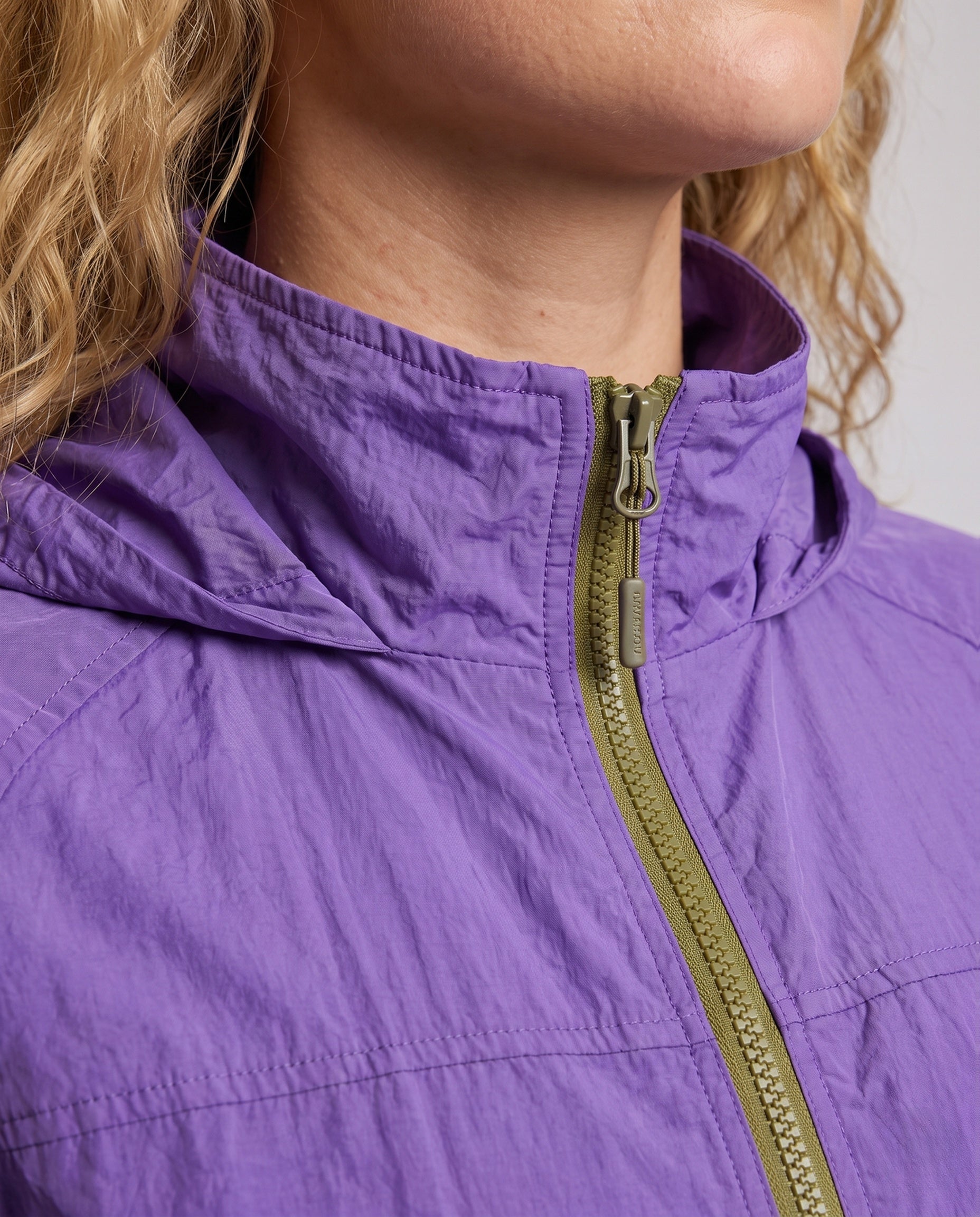 Unisex Ultralight Hoodie Jacket with Pack Function, Wind - Close-Up Detail