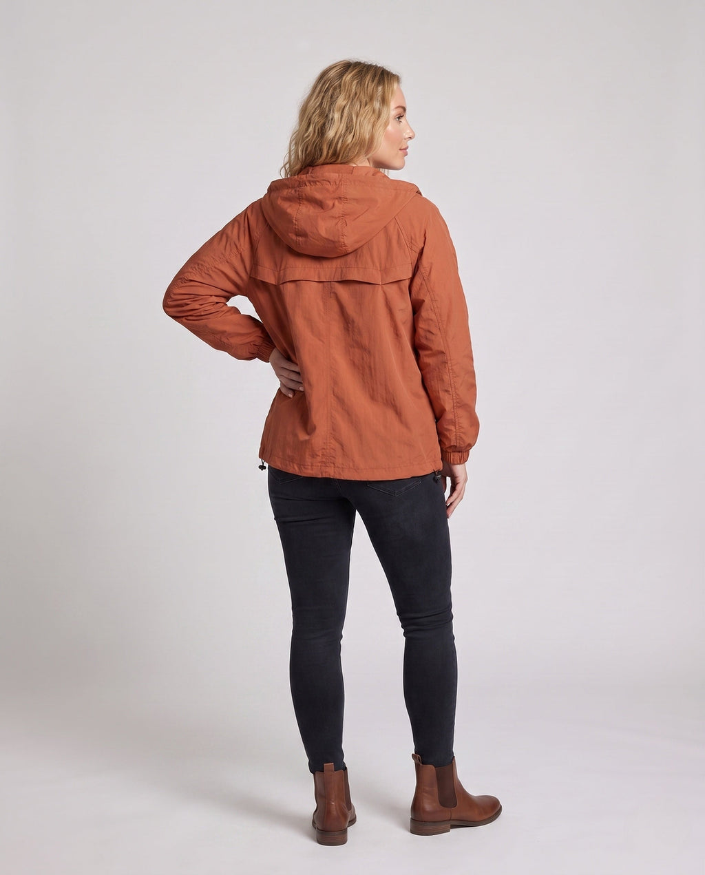 Unisex Ultra-Light Windbreaker with Adjustable Hood - Back View