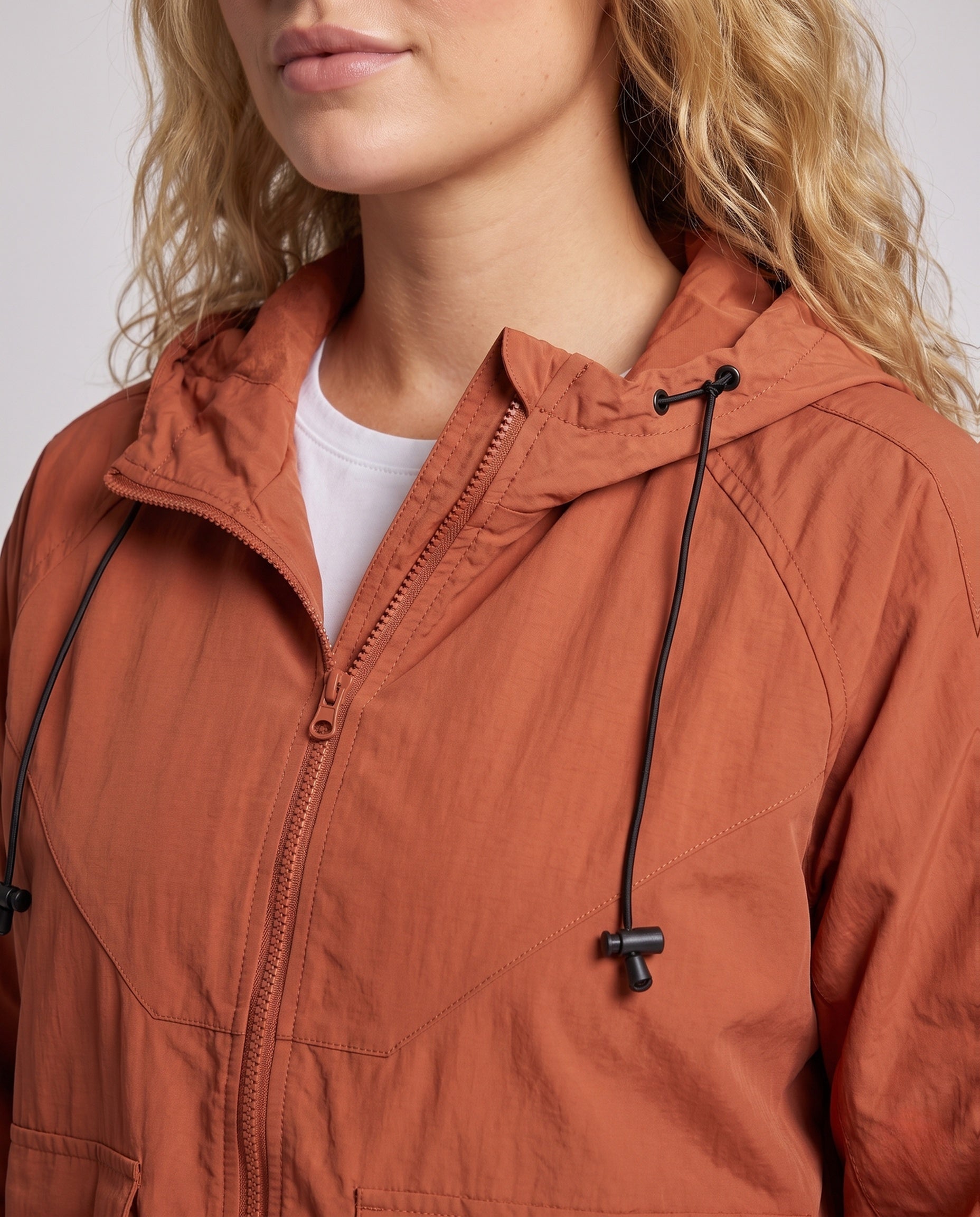 Unisex Ultra-Light Windbreaker with Adjustable Hood - Close-Up Detail