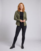 Women's Lightweight Breathable Training Jacket with Hood, Elastic Cut - Front View