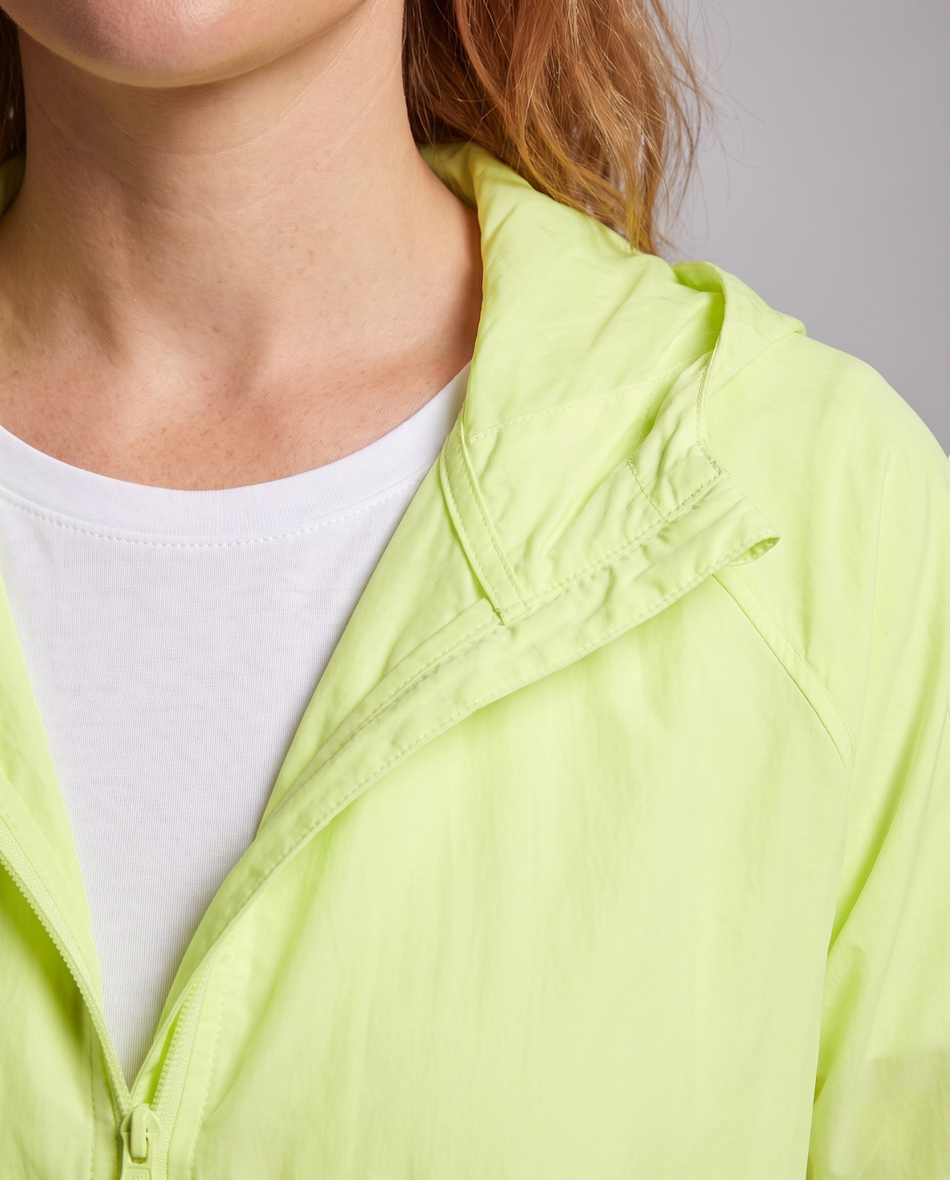 Women's Lightweight Hooded Protection Jacket with Waist Drawstring - Close-Up Detail