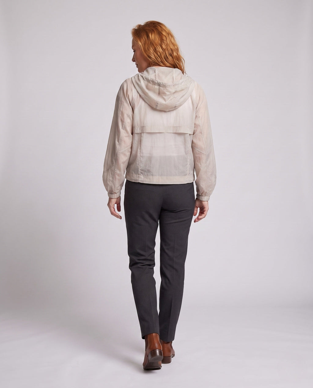Women's Lightweight Short Jacket in Cargo Style with Hood - Back View