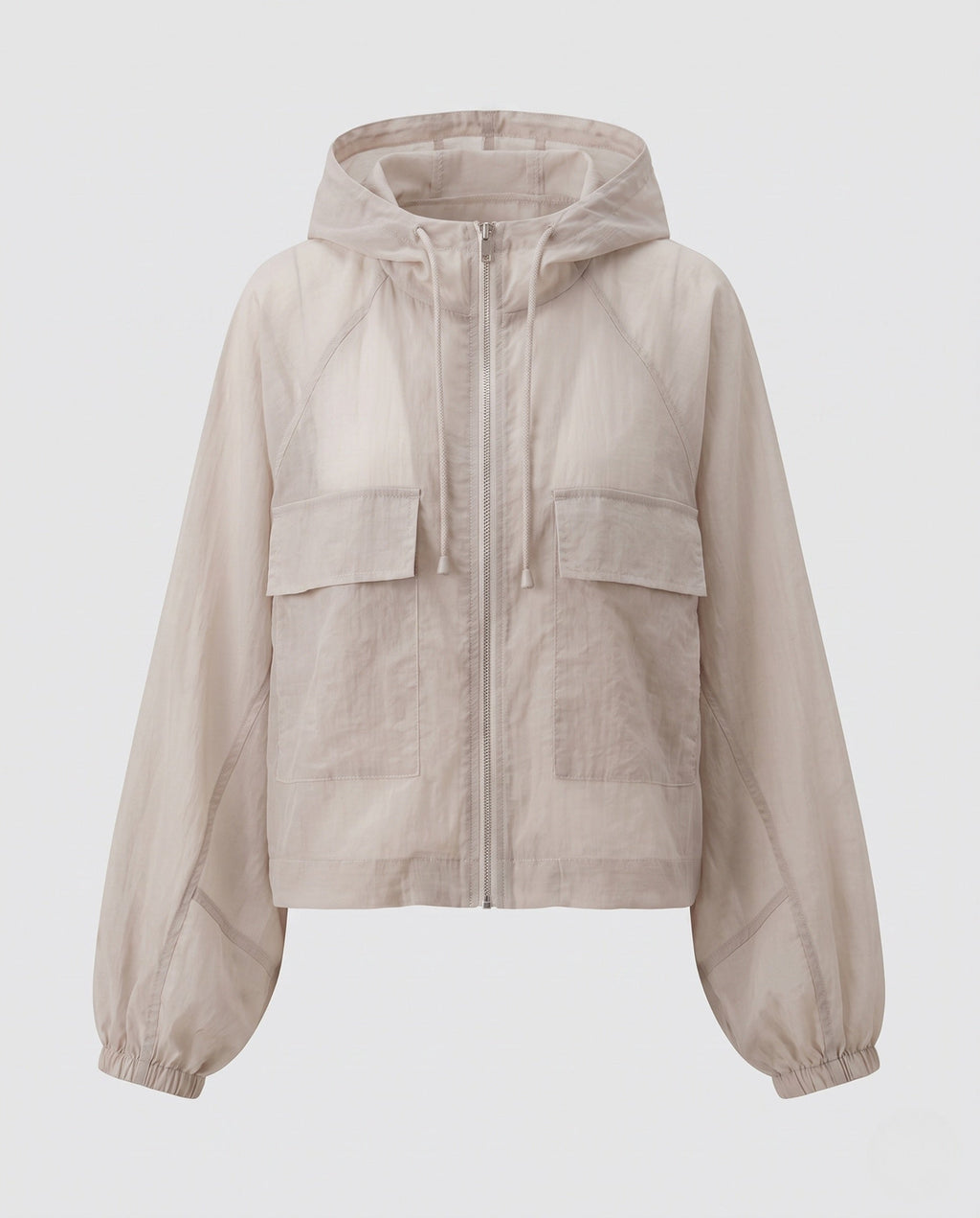 Women's Lightweight Short Jacket in Cargo Style with Hood