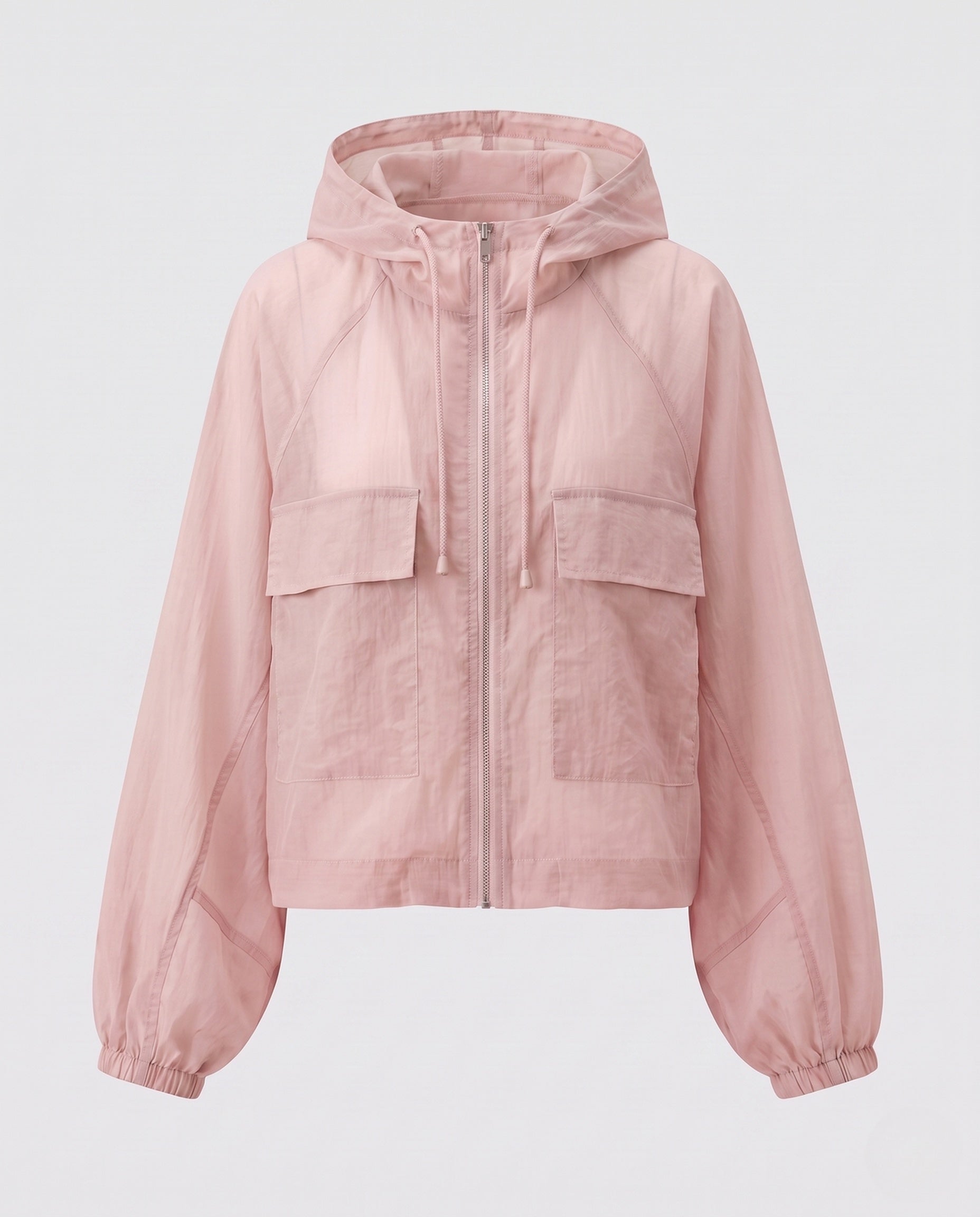 Women's Lightweight Short Jacket in Cargo Style with Hood