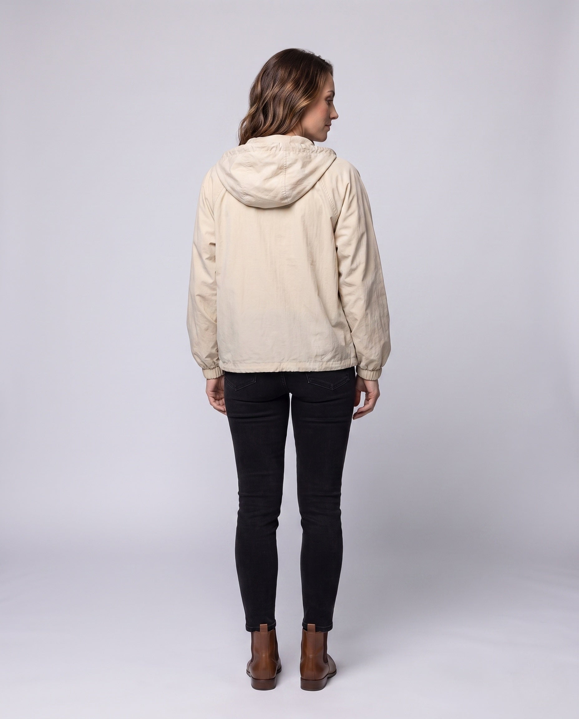Women's Lightweight Oversized Blouse Jacket with Balloon Sleeves - Back View