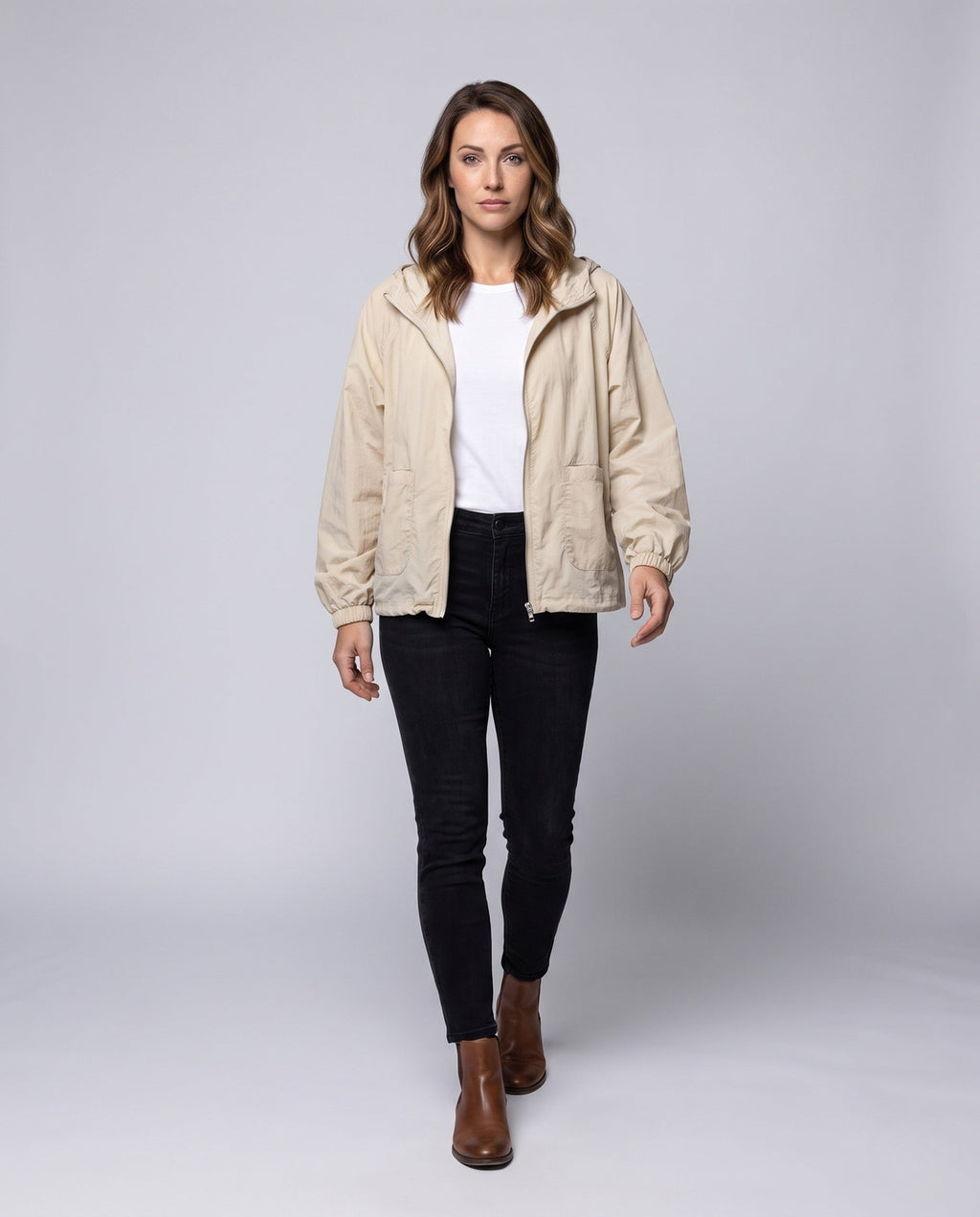 Women's Lightweight Oversized Blouse Jacket with Balloon Sleeves - Front View