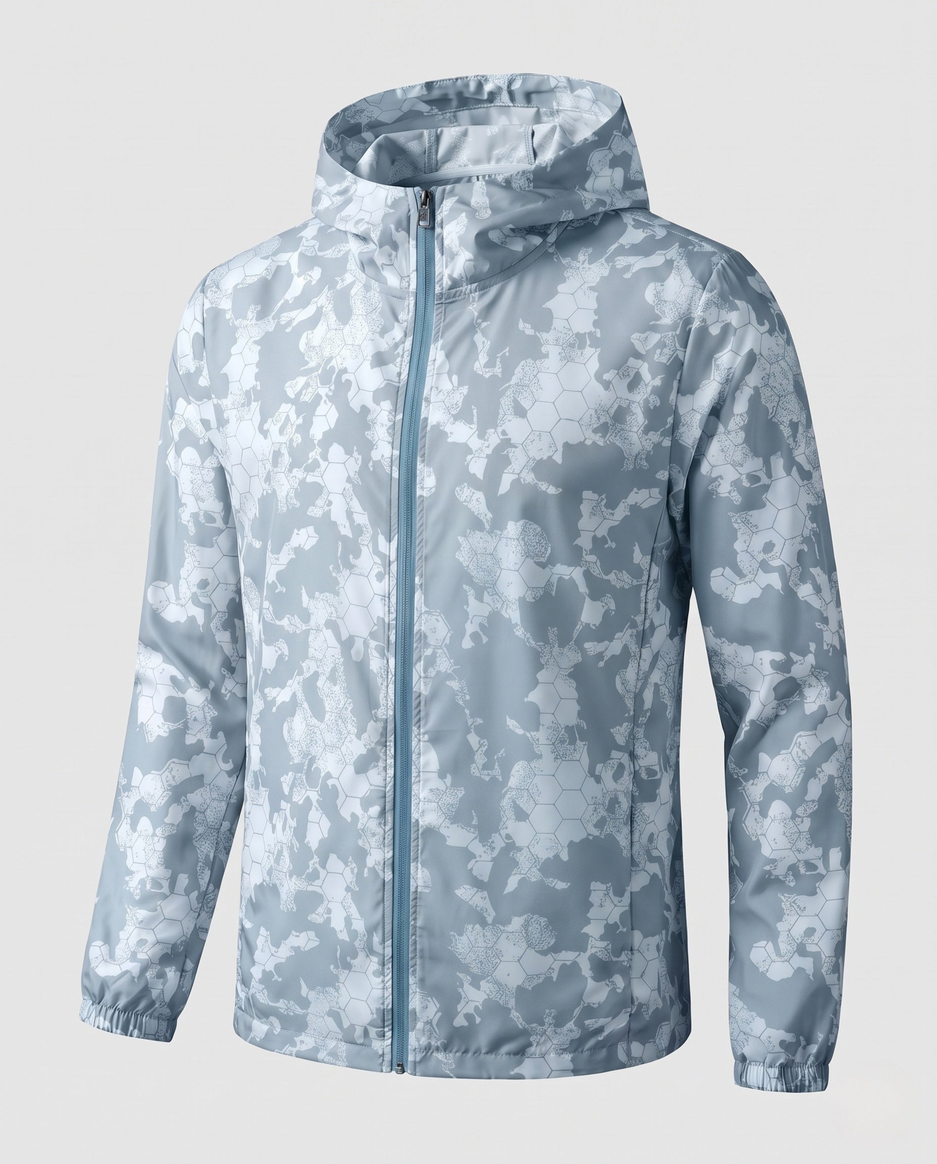 Women's Travel-Friendly Hoodie Jacket with Hexagonal Structure Print