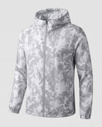 Women's Travel-Friendly Hoodie Jacket with Hexagonal Structure Print