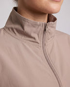 Women's Ultra-Light Short-Cut Training Jacket with Zipper, Drawstring - Close-Up Detail