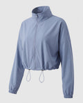Women's Ultra-Light Short-Cut Training Jacket with Zipper, Drawstring