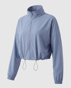 Women's Ultra-Light Short-Cut Training Jacket with Zipper, Drawstring