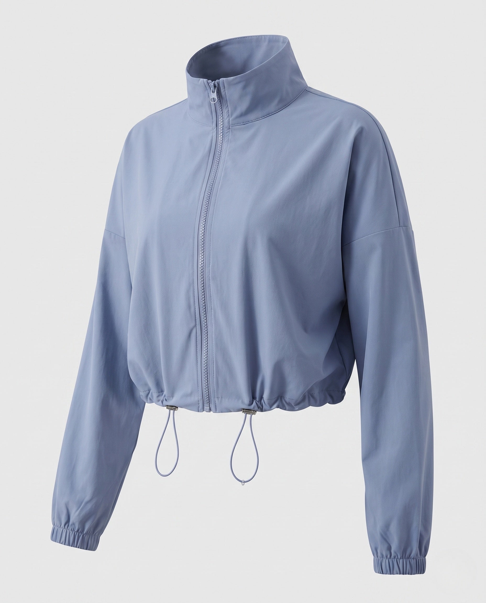 Women's Ultra-Light Short-Cut Training Jacket with Zipper, Drawstring
