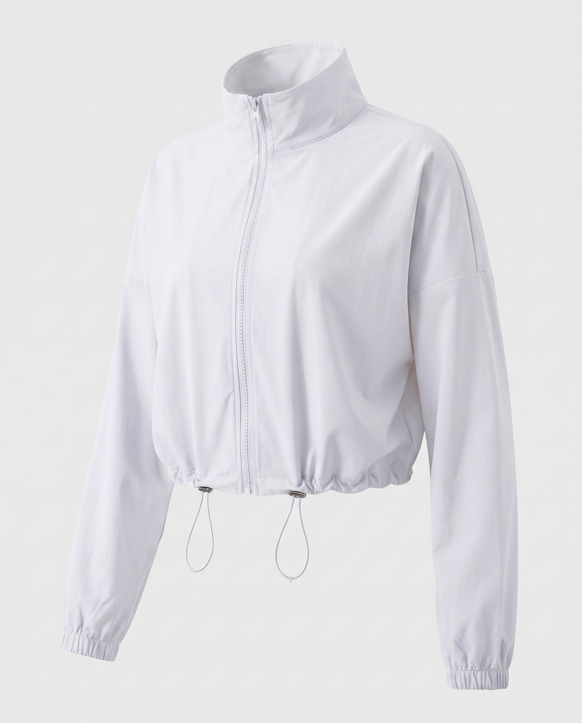 Women's Ultra-Light Short-Cut Training Jacket with Zipper, Drawstring