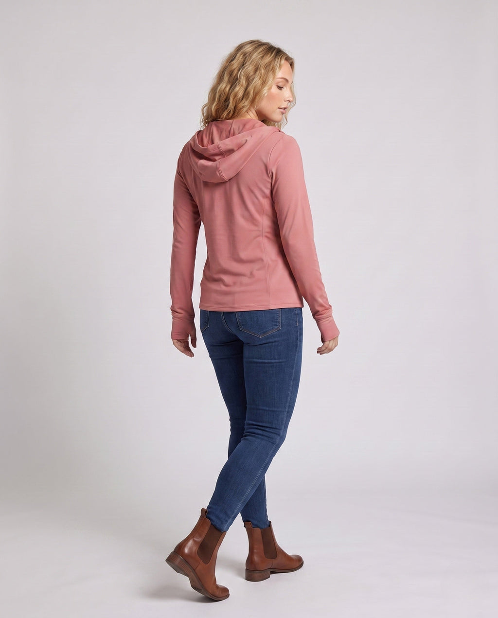 Women's Ultra-Light Running Hooded Jacket with Micro-Perforated Fabric - Back View