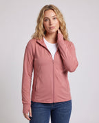 Women's Ultra-Light Running Hooded Jacket with Micro-Perforated Fabric - Upper Body View